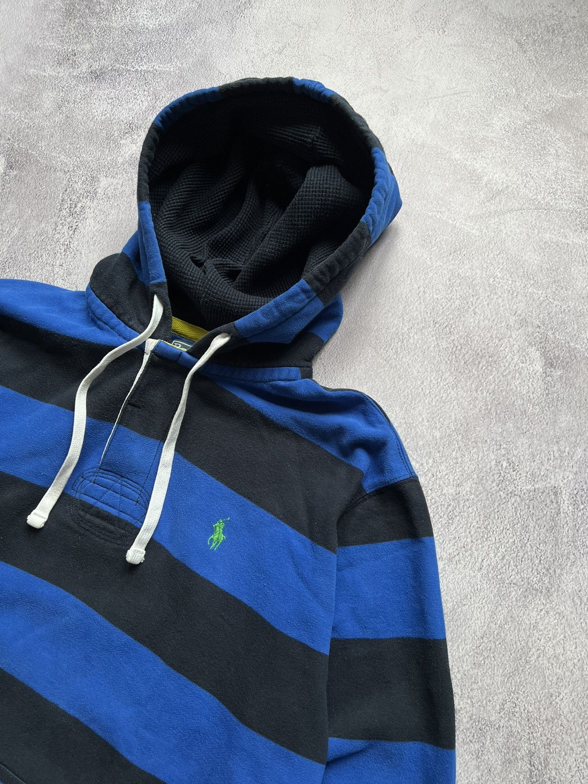 Polo Ralph Lauren VTG Polo Ralph Lauren Striped Rugby Hoodie Size L Size US L / EU 52-54 / 3 - 4 Thumbnail