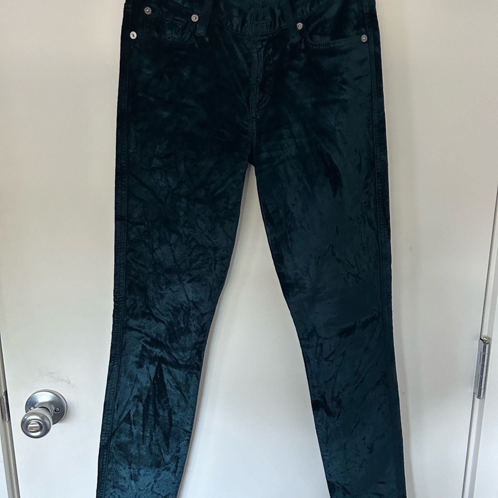 7 For All Mankind 7 For Mankind Emerald green Crushed Velvet Skinny Jeans 26 Size 26" / US 2 / IT 38 - 8 Thumbnail