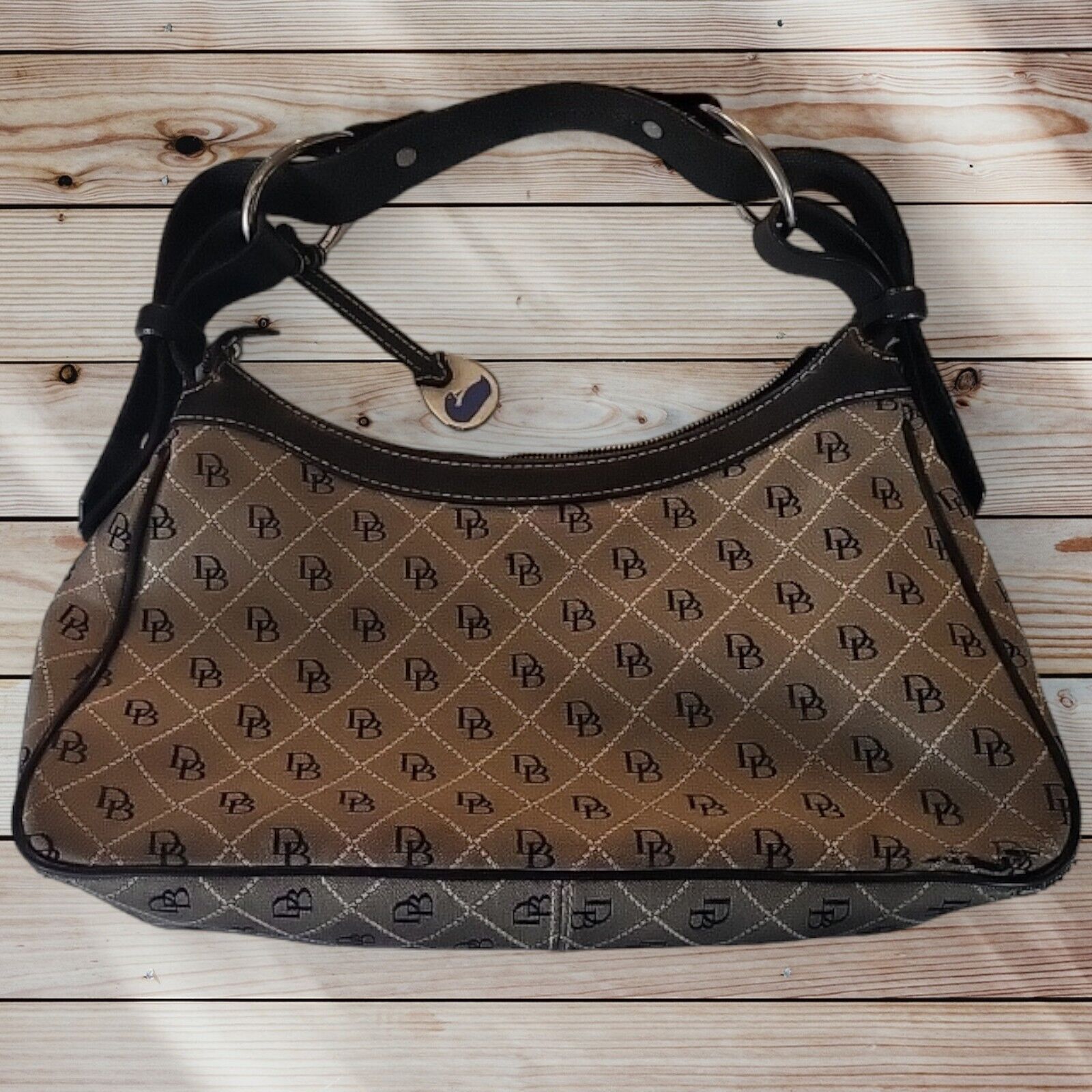 Dooney & Bourke DB Monogram Leather Handle Hobo Bag w/Wallet