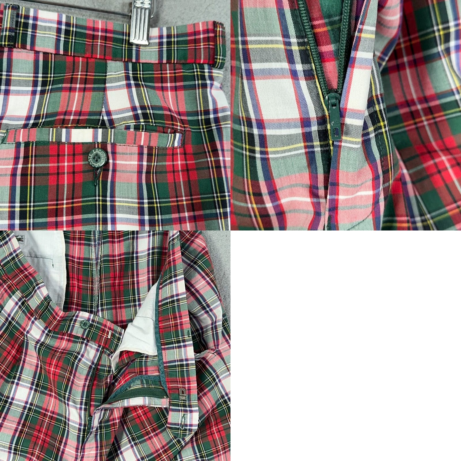 Lacoste VINTAGE Lacoste Pants 34 Mens 27 Inseam Pleated Tartan Red Green Cotton Polyester Dress Pants Made France Regular Fit 80s 90s Golf Money USA Size US 34 / EU 50 - 10 Thumbnail