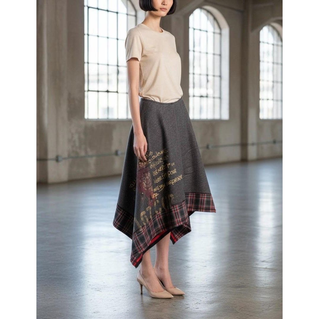 Cop Copine The Cop Copine Neutral Checkered Maxi Skirt Size 34" / US 12 / IT 48 - 2 Thumbnail