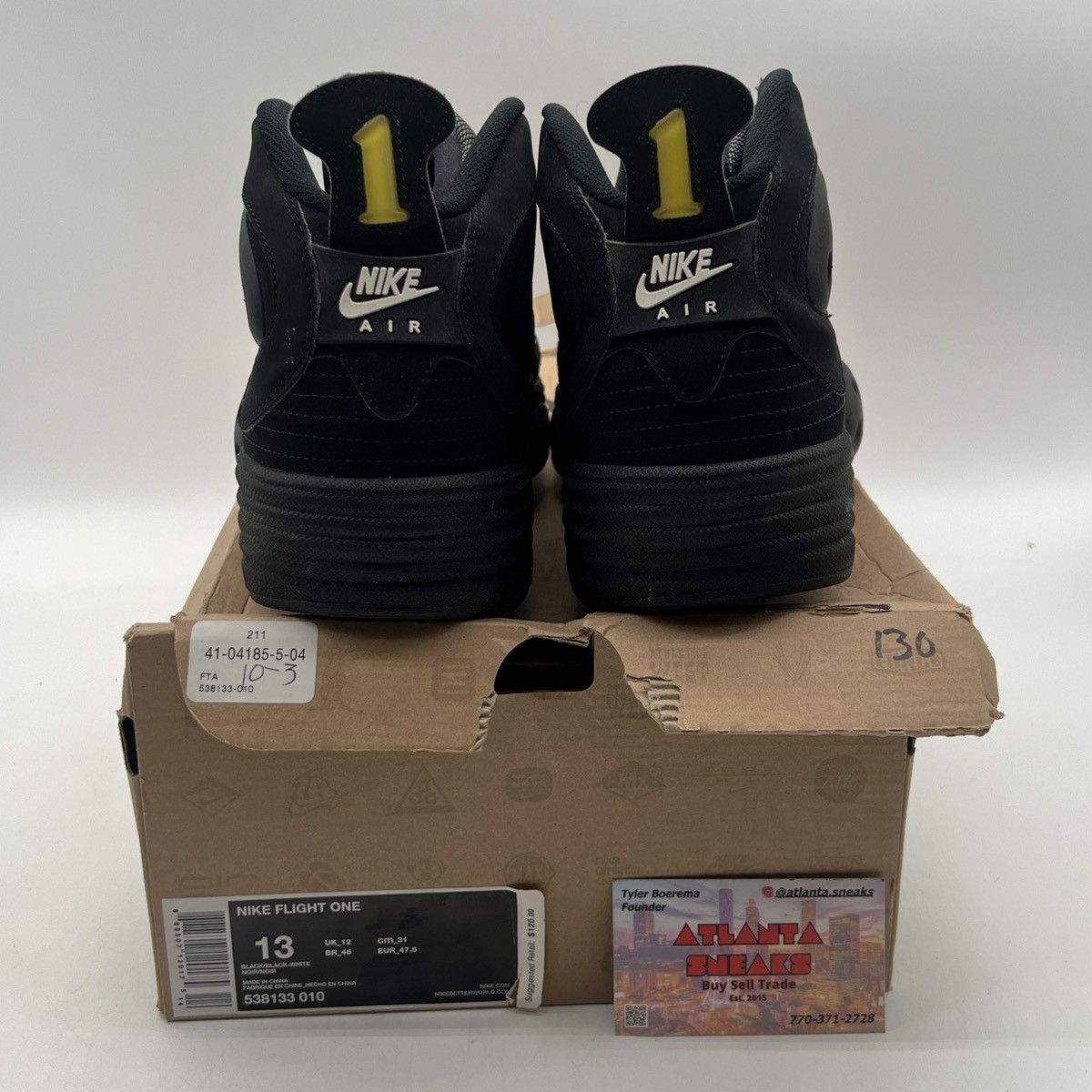 Nike Flight one black white Size US 13 / EU 46 - 3 Thumbnail