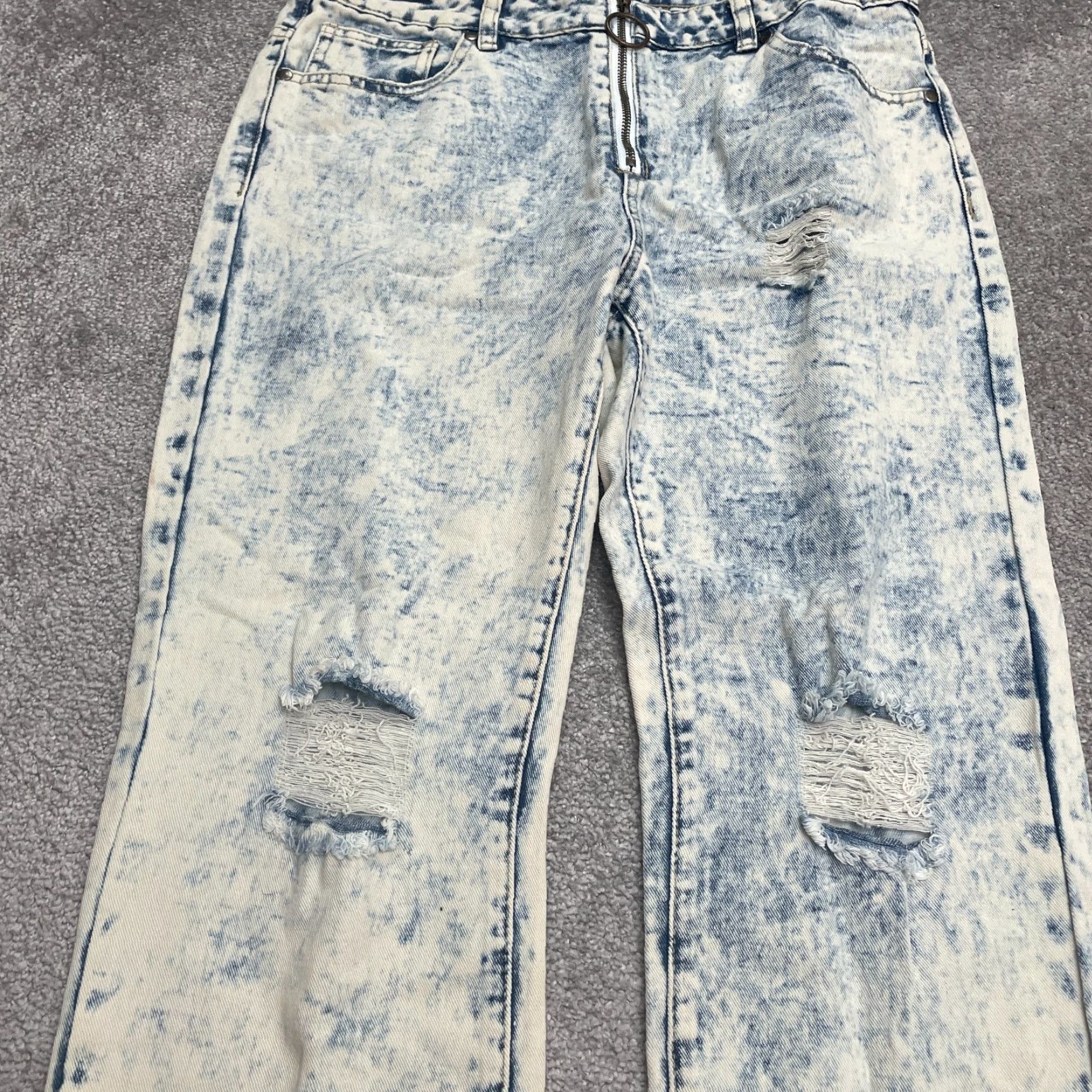 Fashion Nova Fashion Nova Jeans Juniors 11 34x28 Blue Distressed Boyfriend Denim Womens Size 32" / US 10 / IT 46 - 7 Thumbnail