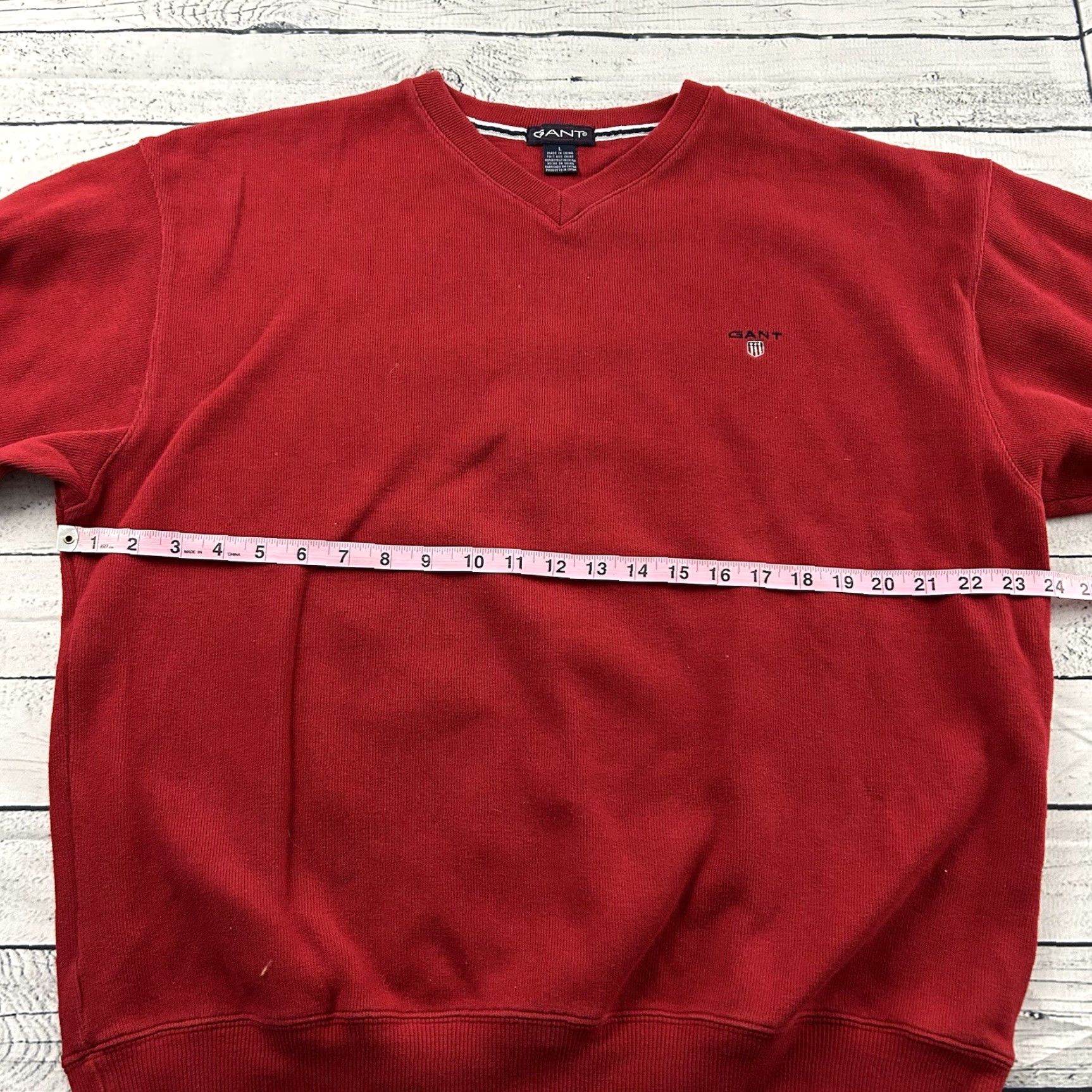 Gant GANT Pullover Sweater V-Neck Men L Red Size US L / EU 52-54 / 3 - 5 Thumbnail