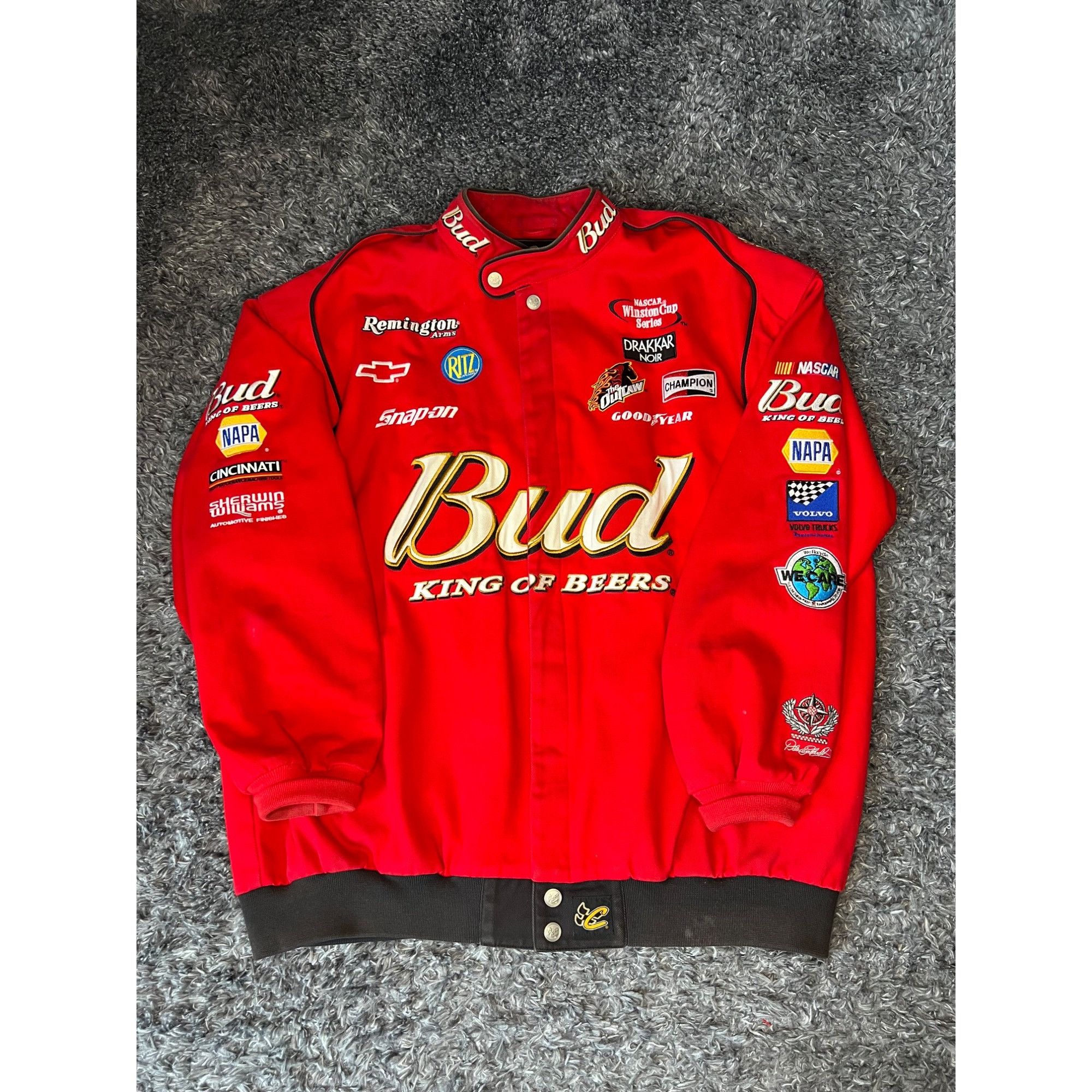 image of Vintage Chase Authentics Dale Earnhardt Jr Budweiser Nascar in Red, Men's (Size XL)