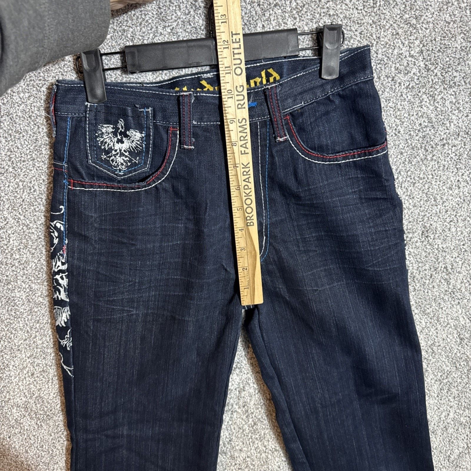 Other Y2K Jeans Women 14 Mallgoth Bootcut Rock Tattoo Embroidered Size 36" / US 14 / IT 50 - 5 Thumbnail