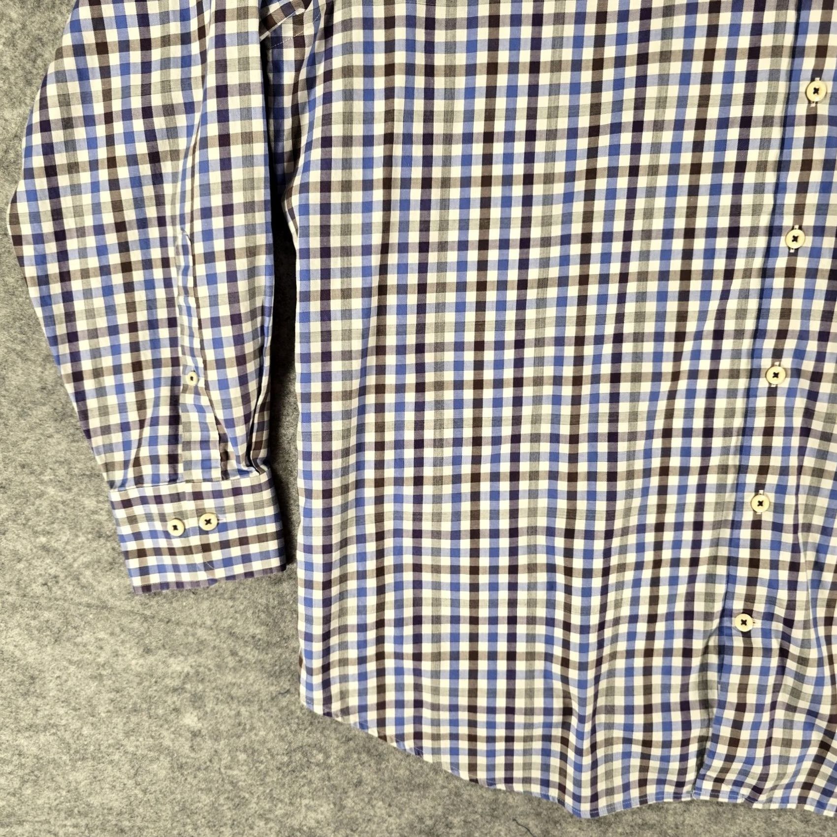 Peter Millar Peter Millar Shirt Mens XL Button-Up Blue Purple Gray Check Gingham Plaid Size US XL / EU 56 / 4 - 4 Thumbnail