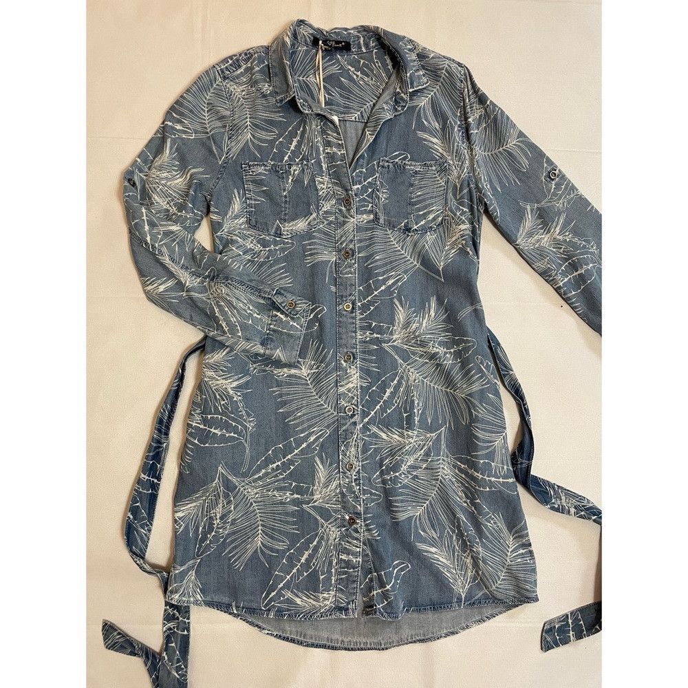 Other NWT New Velvet Heart Anita Denim Floral Long Sleeve Dress S Size XS / US 0-2 / IT 36-38 - 6 Thumbnail