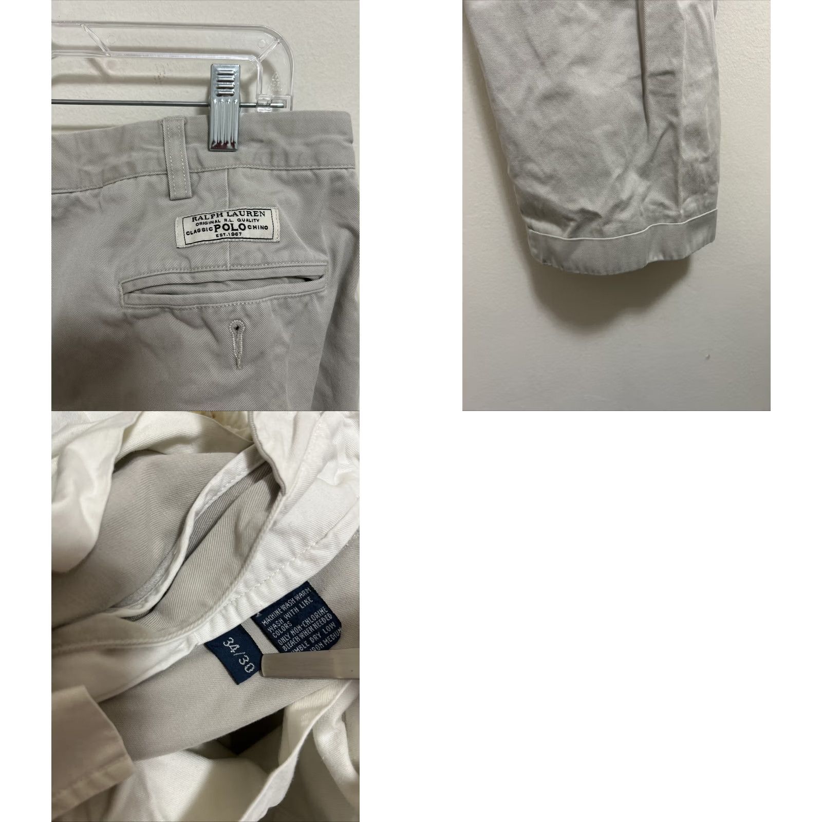 Polo Ralph Lauren VINTAGE Polo Ralph Lauren Hammond Pants Mens Trousers Chino Beige 34x30 Regular Canvas Cotton Pockets Zip Size US S / EU 44-46 / 1 - 8 Thumbnail