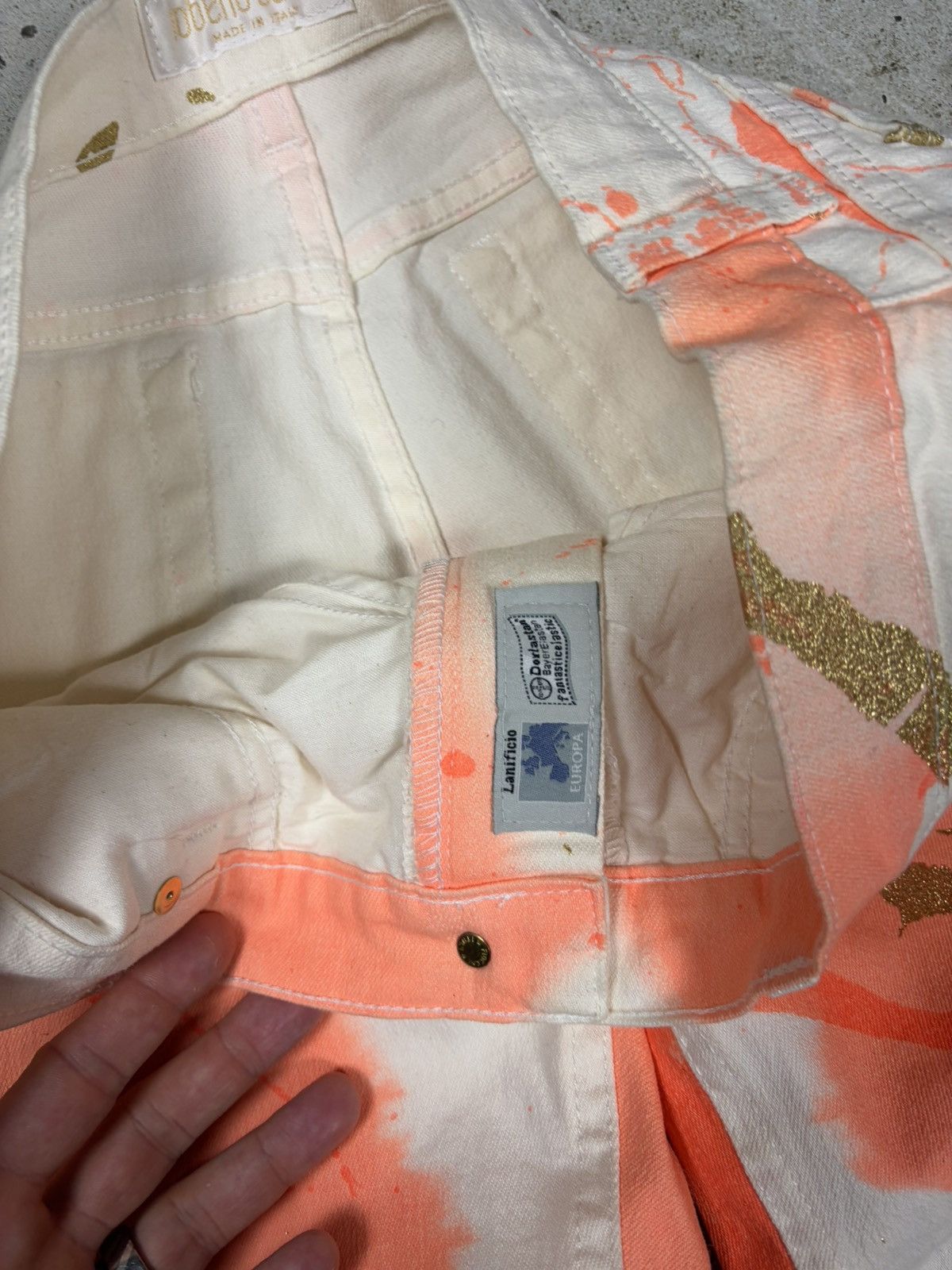Roberto Cavalli SS 2001 Roberto Cavalli Gold Splash Painter Bootcut Pants Size 32" / US 10 / IT 46 - 11 Thumbnail
