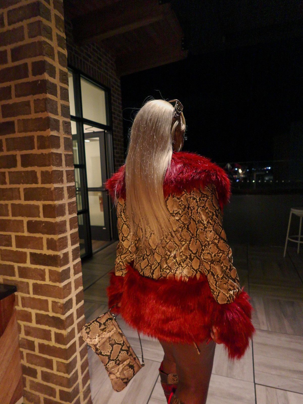 Kim Shui Red wine Snakeskin Fur Coat Size S / US 4 / IT 40 - 6 Thumbnail