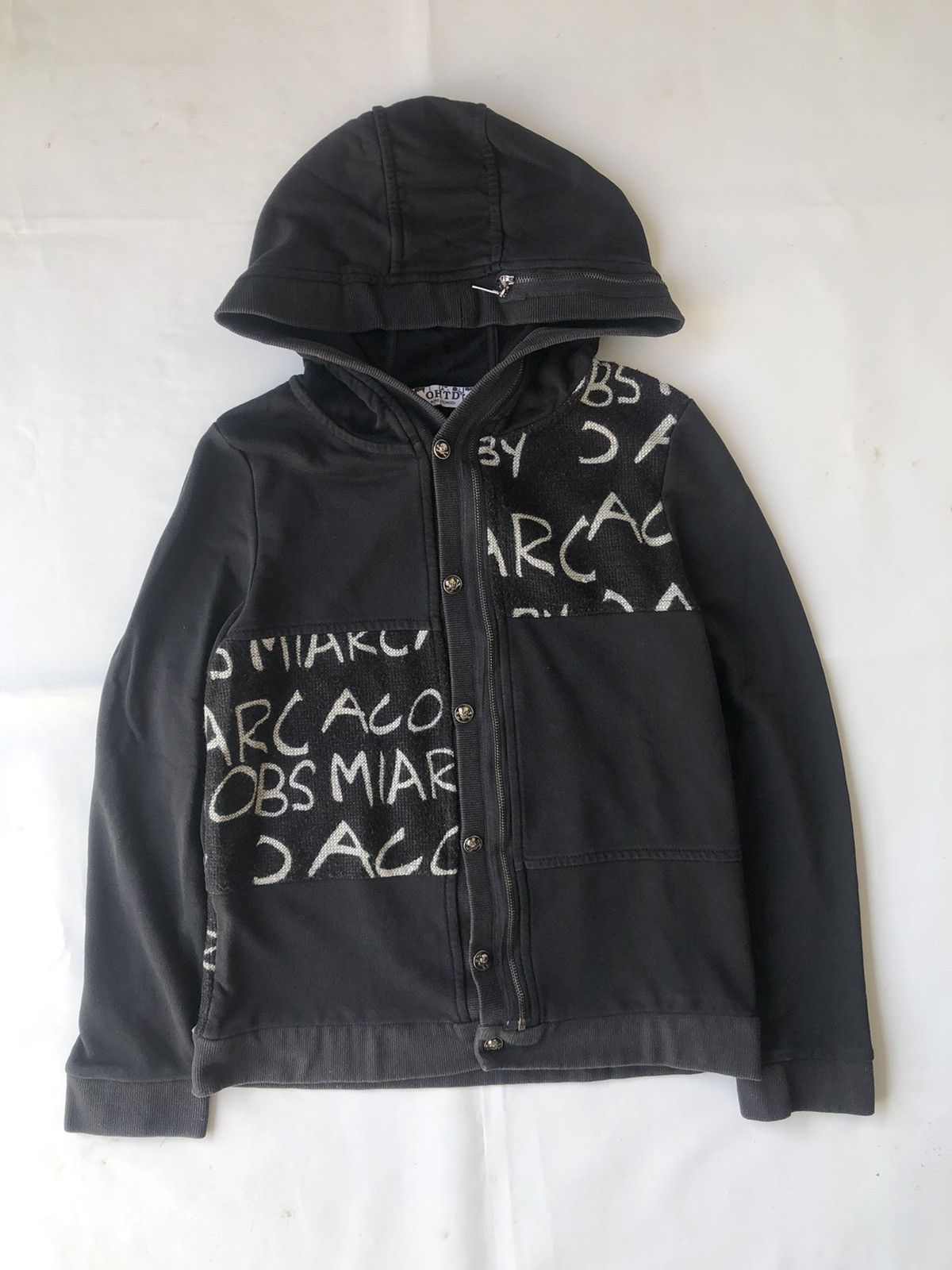 image of Kmrii x Yasuyuki Ishii Japanese Gothic Skull Poem Zipper Hoodie Style in Black, Men's (Size Medium)