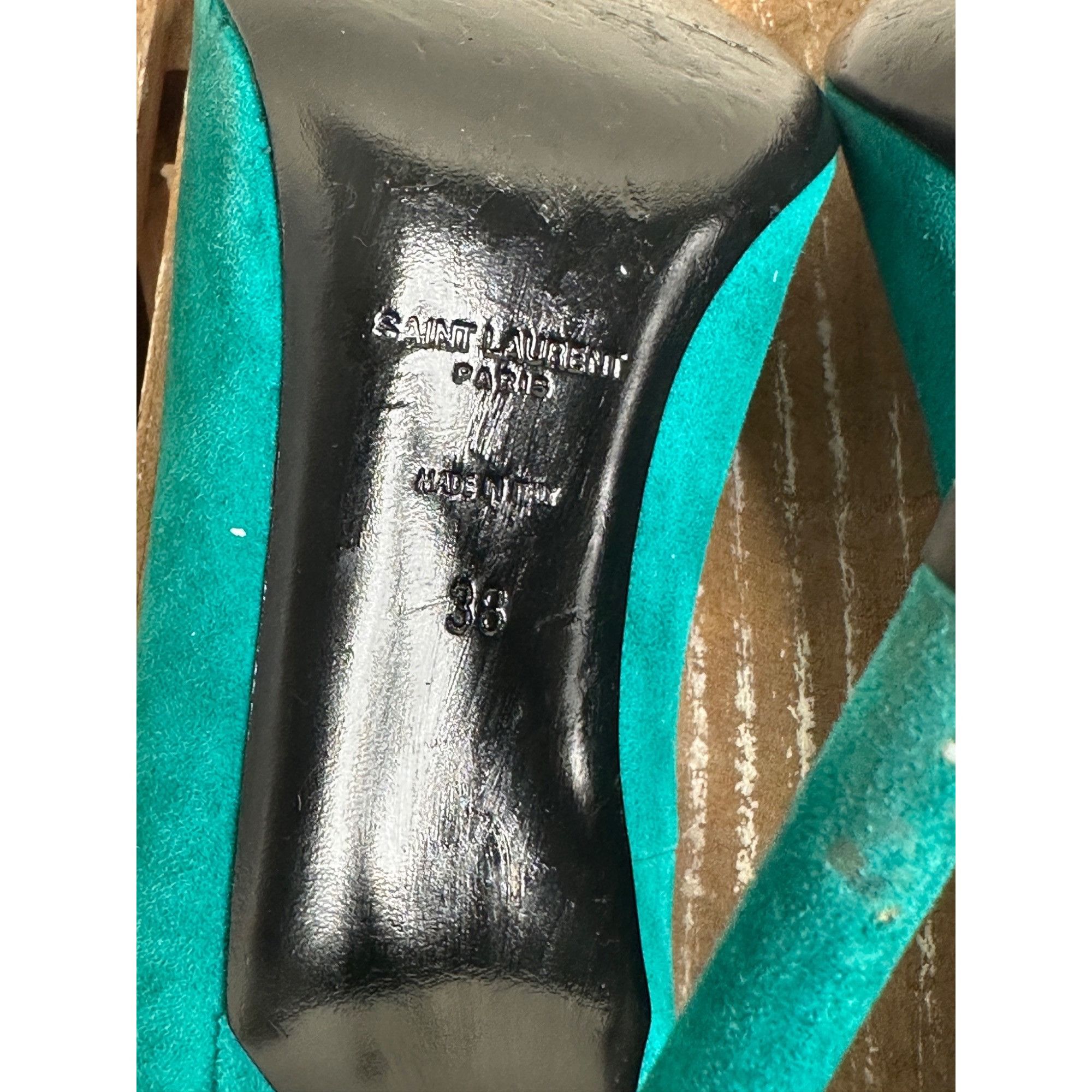Saint Laurent Paris Saint Laurent Paris Anja Green Suede Heels Size US 8 / IT 38 - 7 Thumbnail