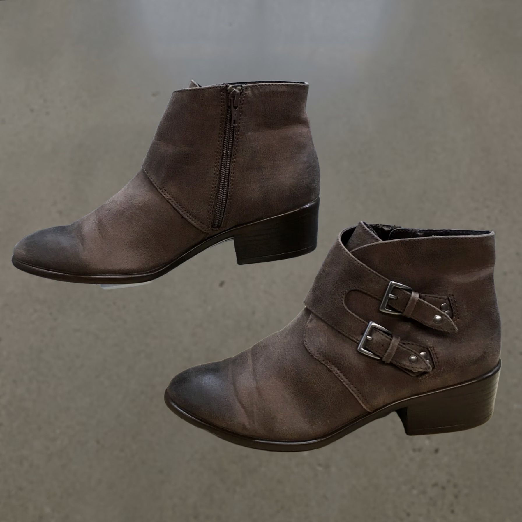 Vintage Aerosoles Boots Womens 9 M Urban Myth Ankle Bootie Brown Monk Strap Casual Block Heel Size US 9 / IT 39 - 1 Thumbnail