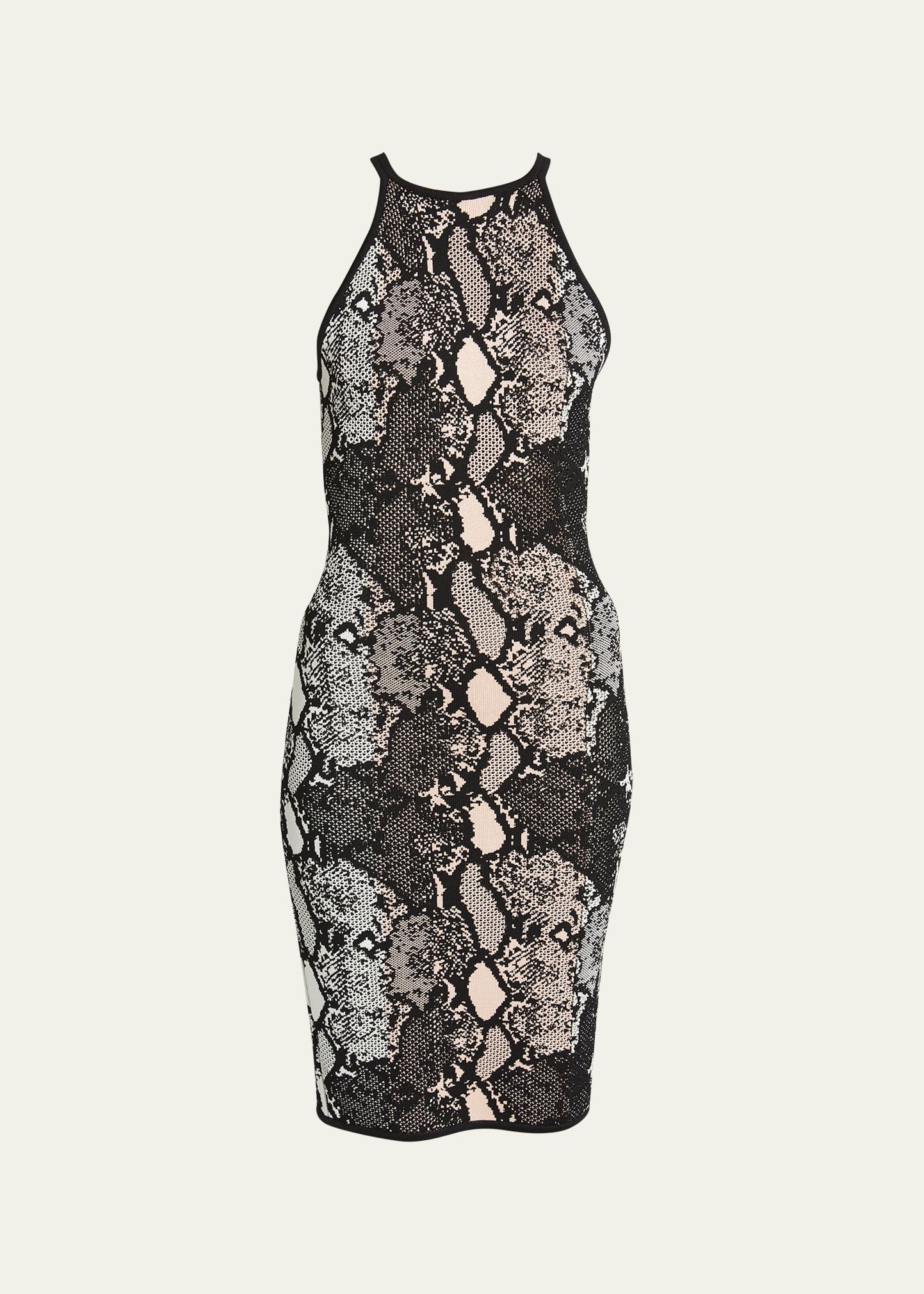Balmain o1s1wg110825 Pastel Python Body Con Dress in Multicolor Size L / US 10 / IT 46 - 1 Thumbnail
