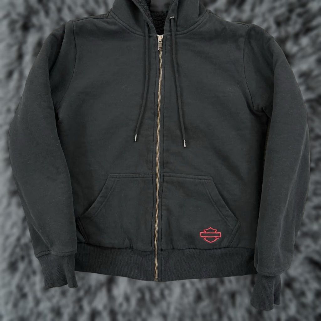 Harley Davidson VINTAGE Harley Davidson Sweatshirt Womens Medium Black Sherpa Hoodie Biker Motorcycle Size M / US 6-8 / IT 42-44 - 1 Thumbnail