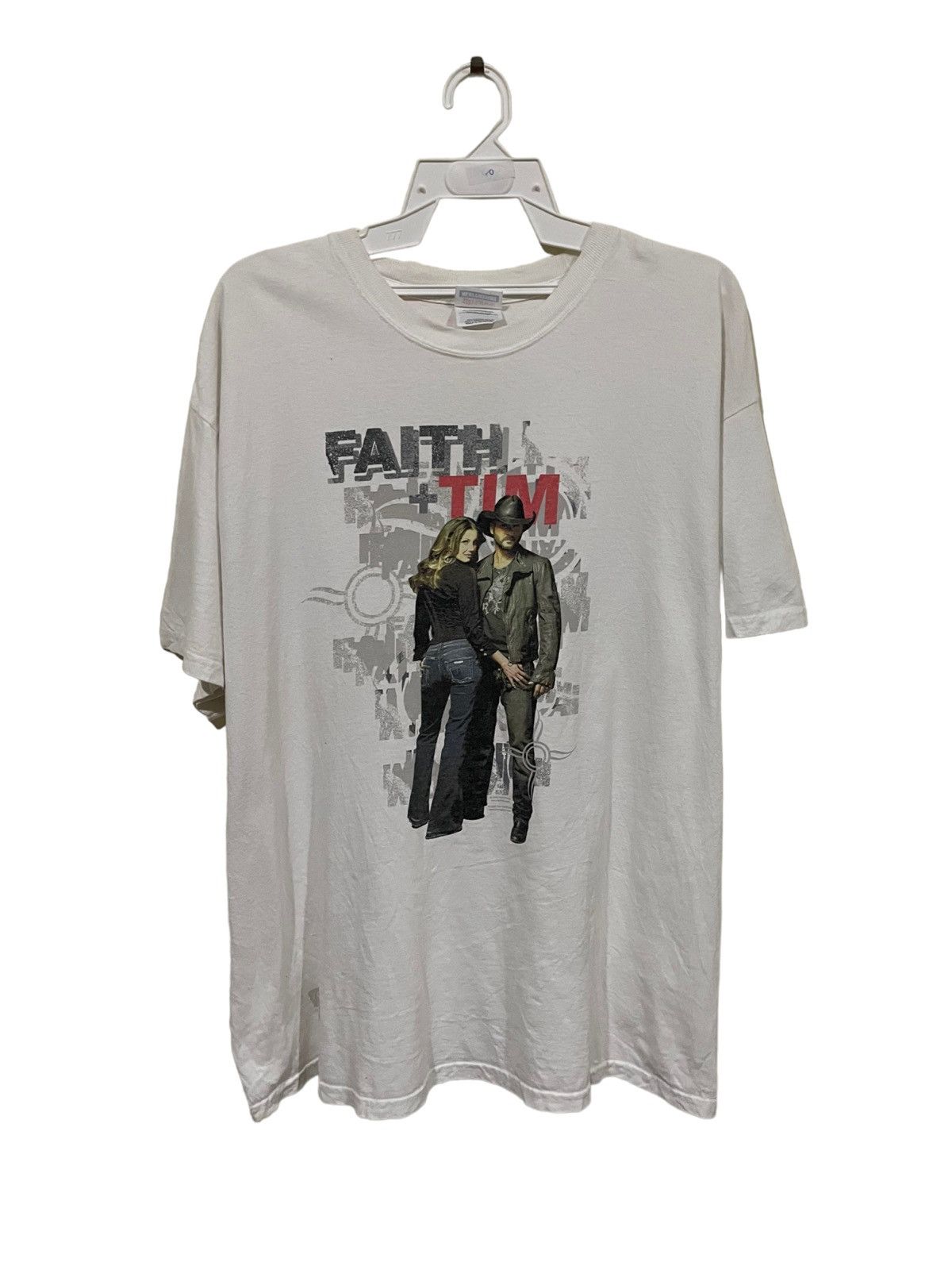 image of Band Tees x Country Road Vintage Faith Hill & Tim Mcgraw Concert Distressed Tee in White (Size XL)