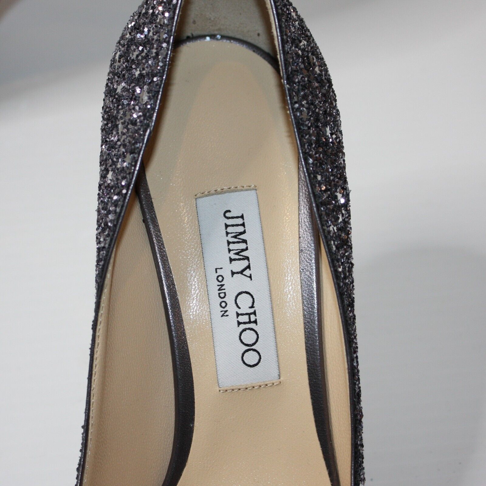 Jimmy Choo Romy 85 Gunmetal Star Coarse Glitter Pointy Toe Pump NEW Size US 10.5 / IT 40.5 - 5 Thumbnail