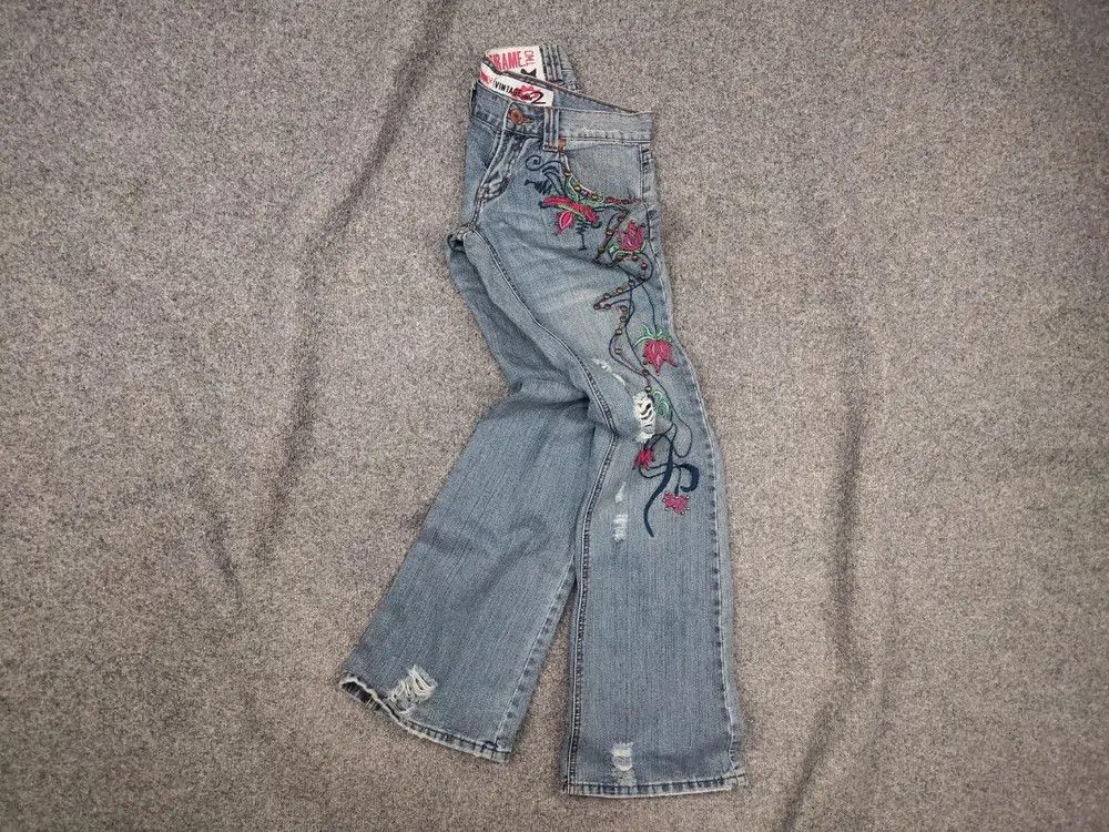 If Six Was Nine Mirame vintage Y2K Style logo Blue Faded denim Flared Jeans Size 31" - 1 Thumbnail