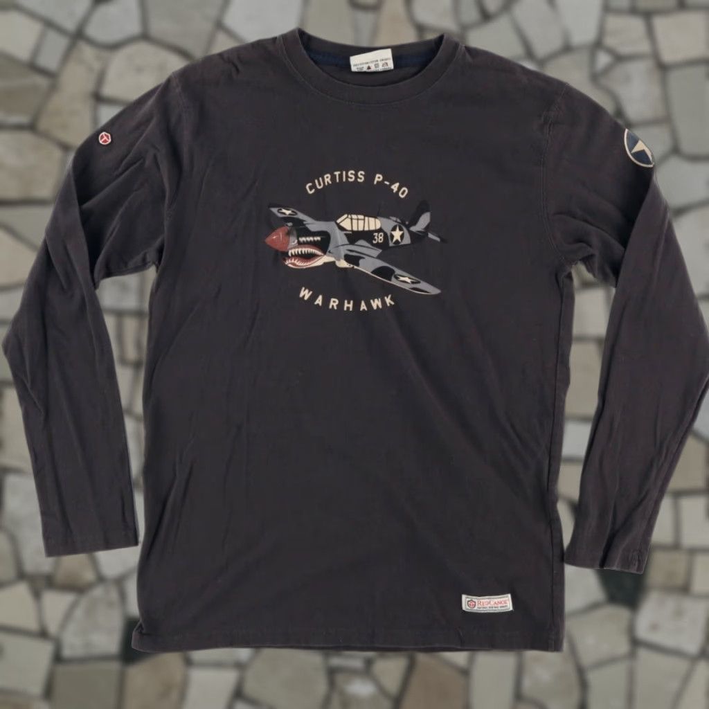 Vintage Red Canoe Curtiss P-40 Long Sleeve T-Shirt Charcoal Men's L Size US L / EU 52-54 / 3 - 1 Thumbnail
