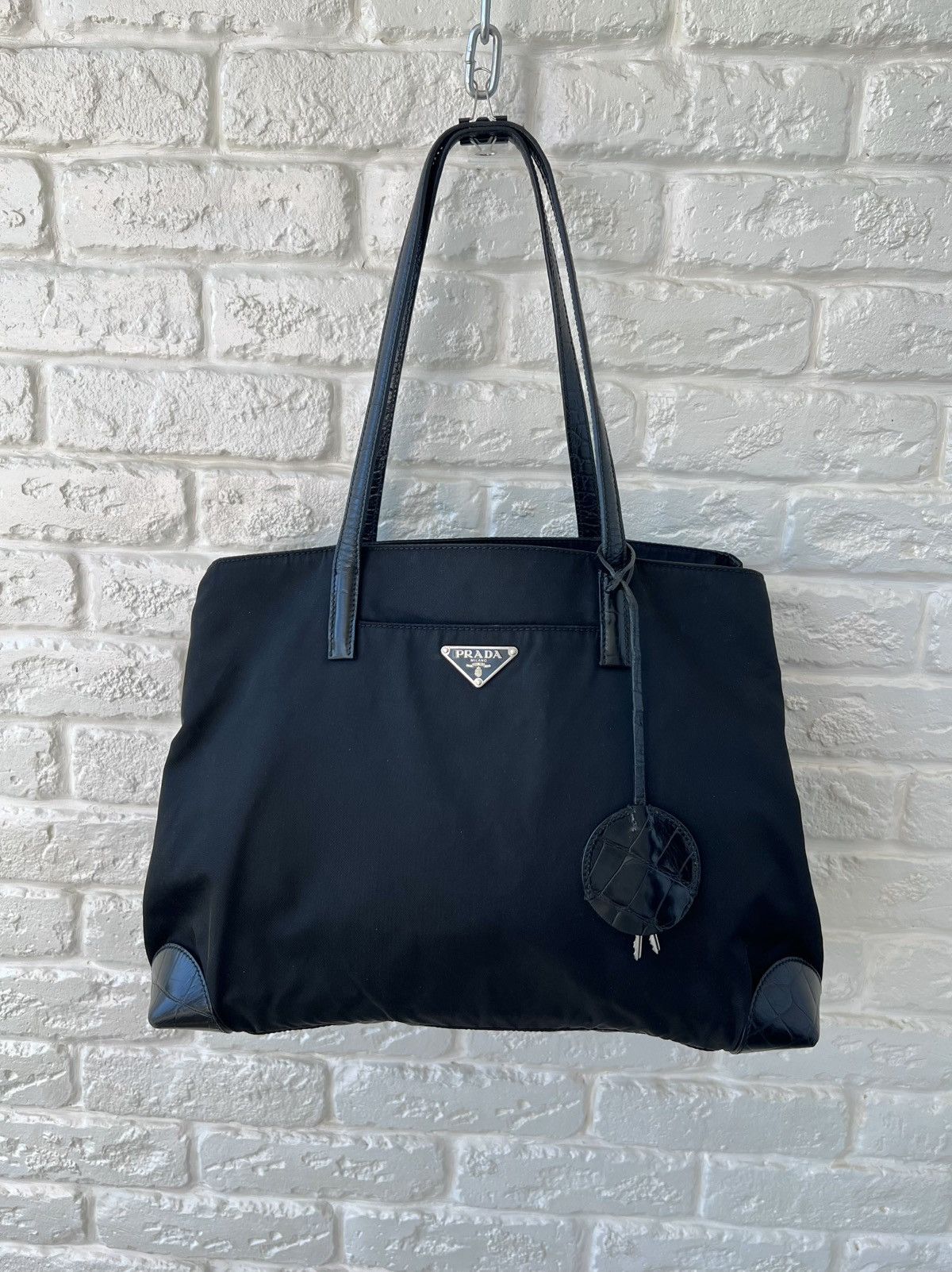 Prada Black Nylon Tessuto & Coco Lock & Key Shoulder Bag