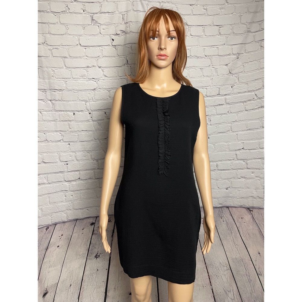 L'AGENCE New L'Agence Cotton Wool Black Sleeveless Dress Size M Size M / US 6-8 / IT 42-44 - 1 Thumbnail