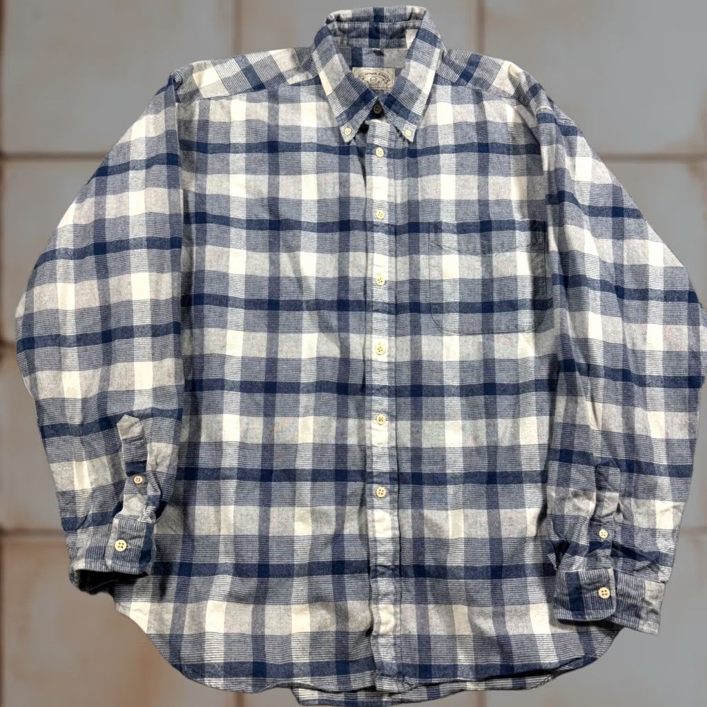 Vintage Vintage Armani Jeans Blue White Madras Plaid Flannel Shacket Heavy XL Size US XL / EU 56 / 4 - 1 Thumbnail