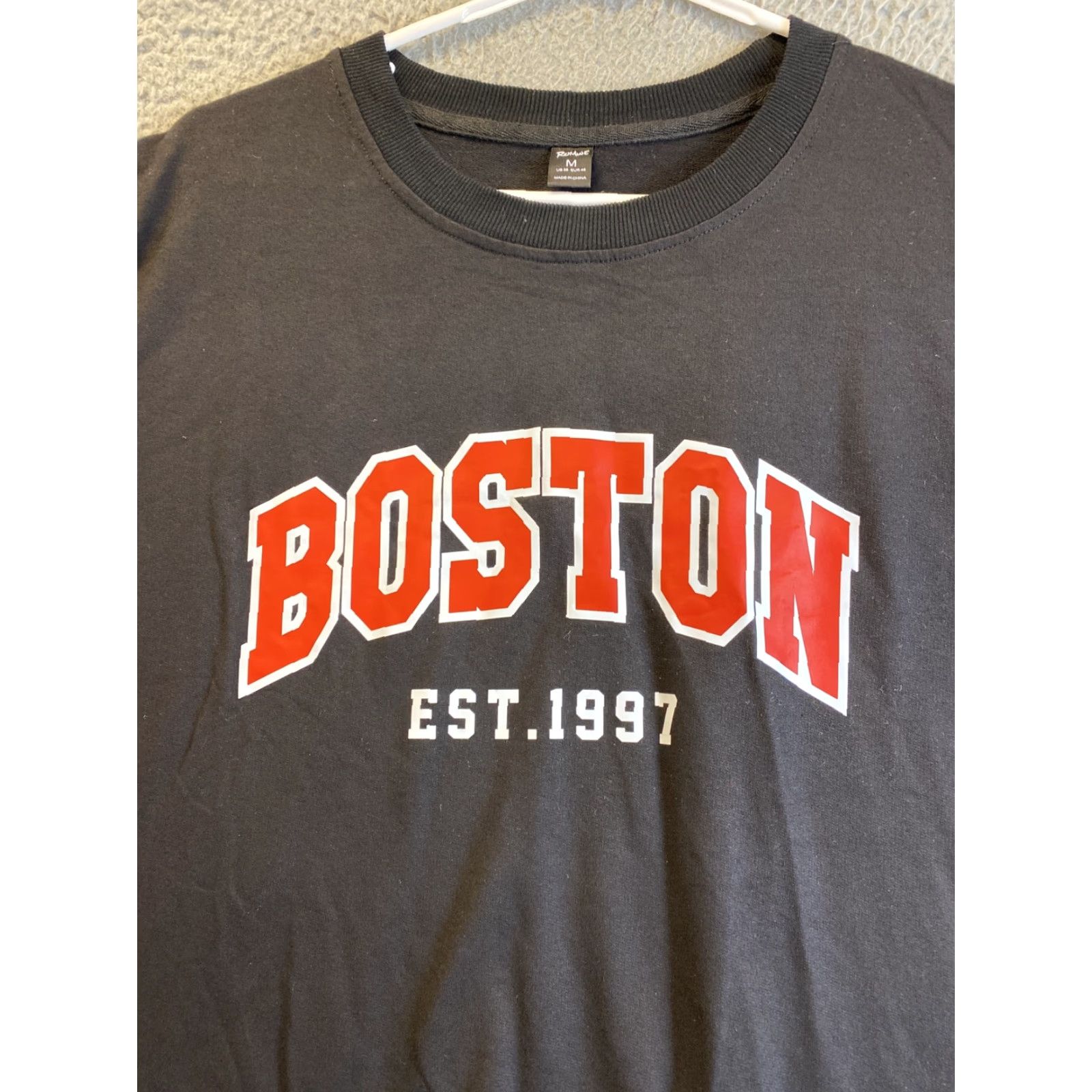 Vintage ROMWE Women Crew Neck Sweatshirt Boston Size M Black Activewear Knit Pullover All Seasons Size M / US 6-8 / IT 42-44 - 2 Thumbnail