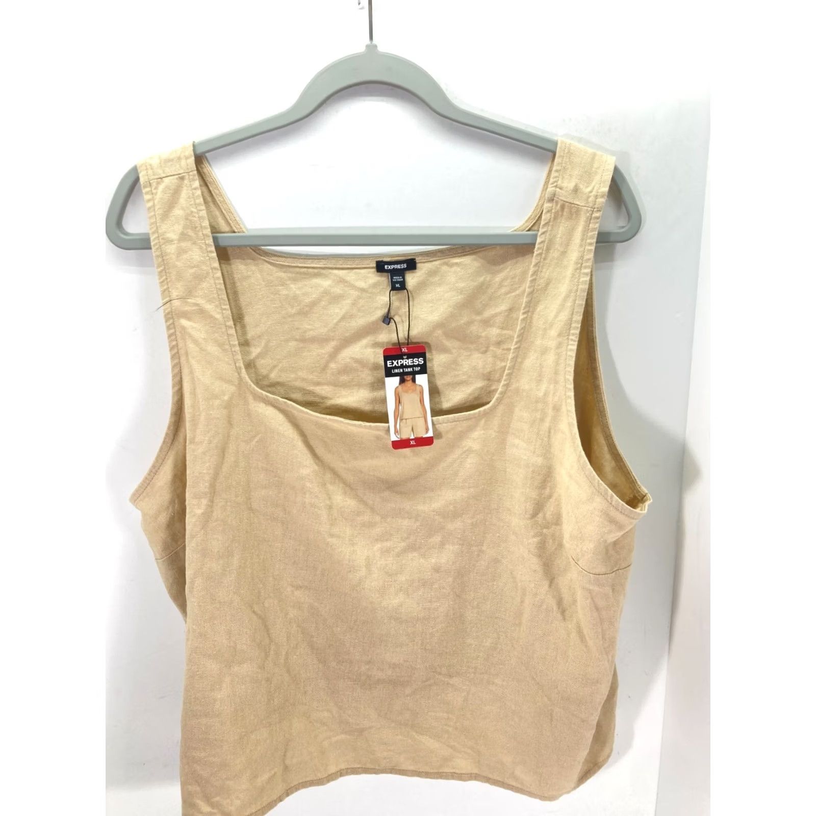 Express Express Linen Tank Top Womens XL Beige Khaki Square Neck Wide Strap NWT Size XL / US 12-14 / IT 48-50 - 2 Thumbnail