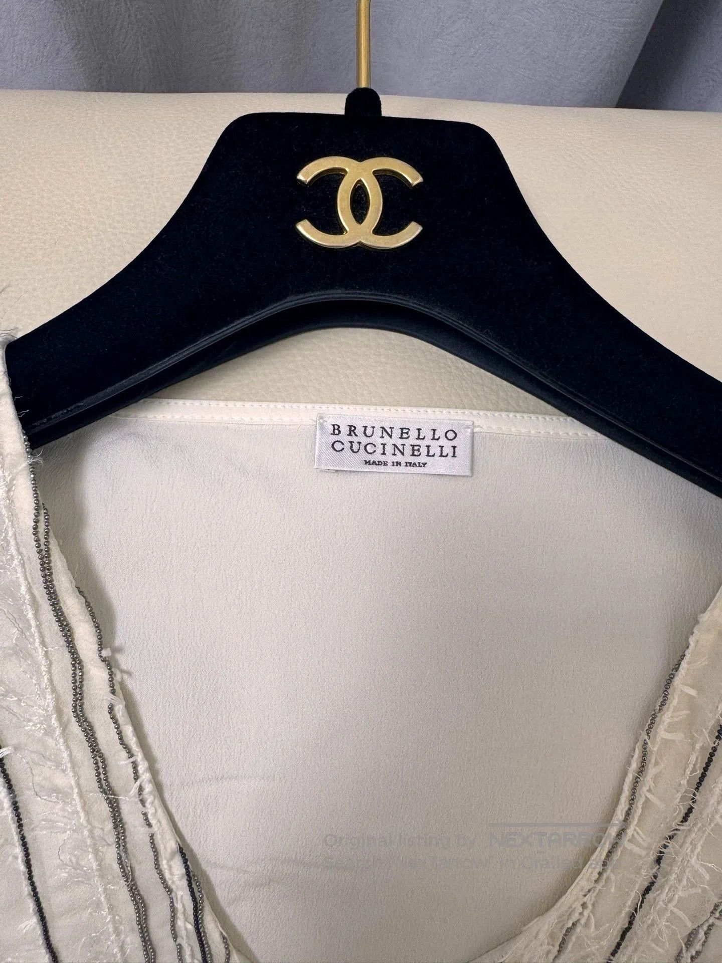 Brunello Cucinelli brunello cucinelli white silk beaded tank top. Size US XS / EU 42 / 0 - 7 Thumbnail