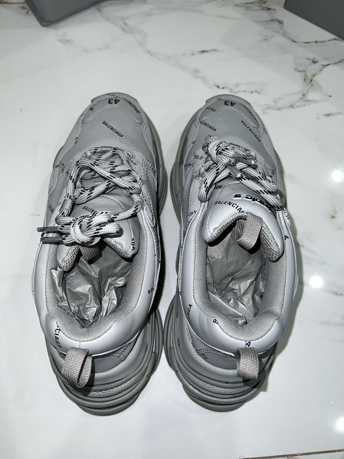 Balenciaga Balenciaga Triple S Allover Logo Gray Size US 10 / EU 43 - 3 Thumbnail
