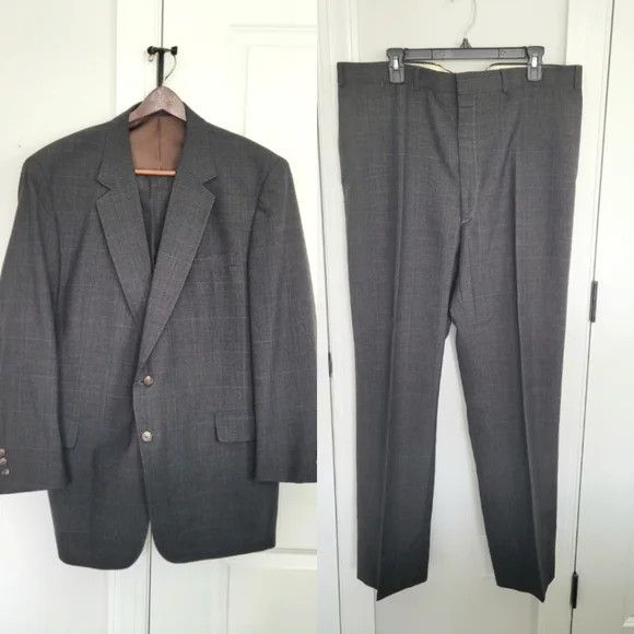 Vintage '80s Wool Blend Tweed Suit Classic Fall Neutral Winter Size 48L - 2 Thumbnail