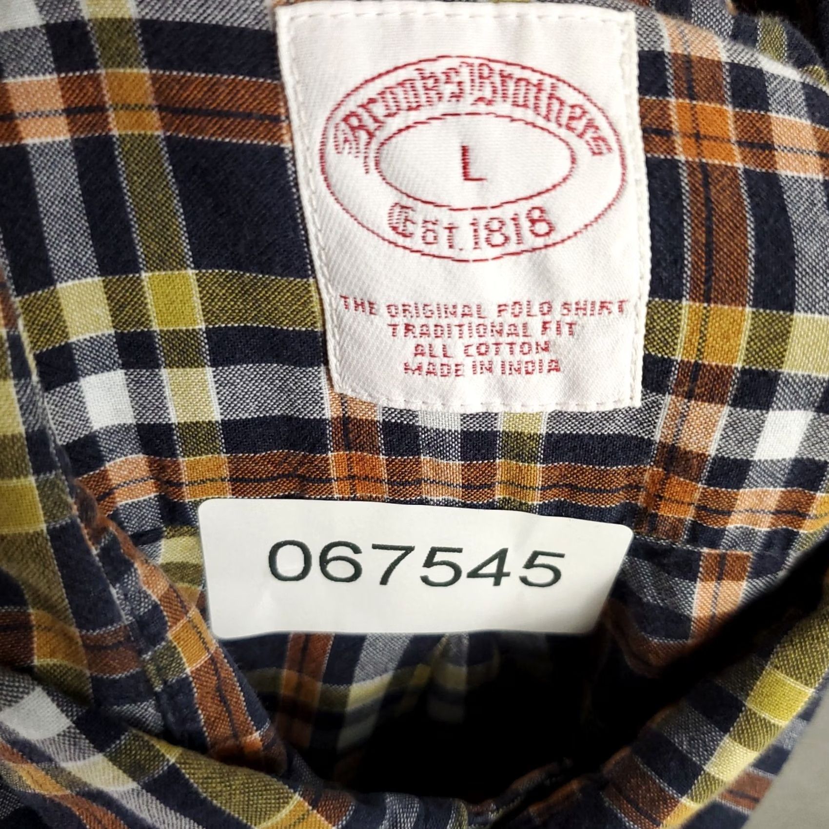Brooks Brothers Brooks Brothers Shirt Mens Large Orange Blue Plaid Casual Button Up Short Sleeve Shirt Size US L / EU 52-54 / 3 - 6 Thumbnail