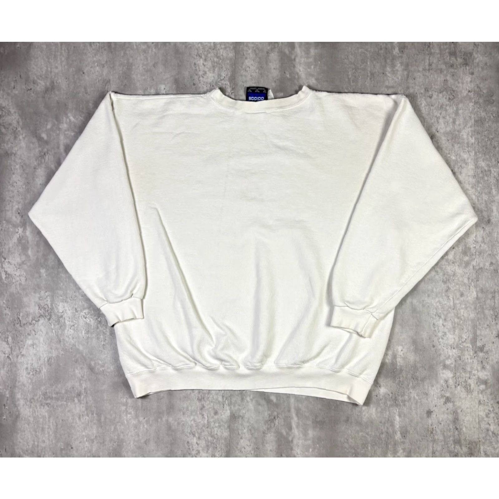 Adidas VINTAGE Adidas Embroidered Sweatshirt White XL 90s Men Pullover Cotton Fleece Embroidered Blue Door: 90s, Adidas Originals, Sweatshirt, Mens Size US XL / EU 56 / 4 - 2 Thumbnail