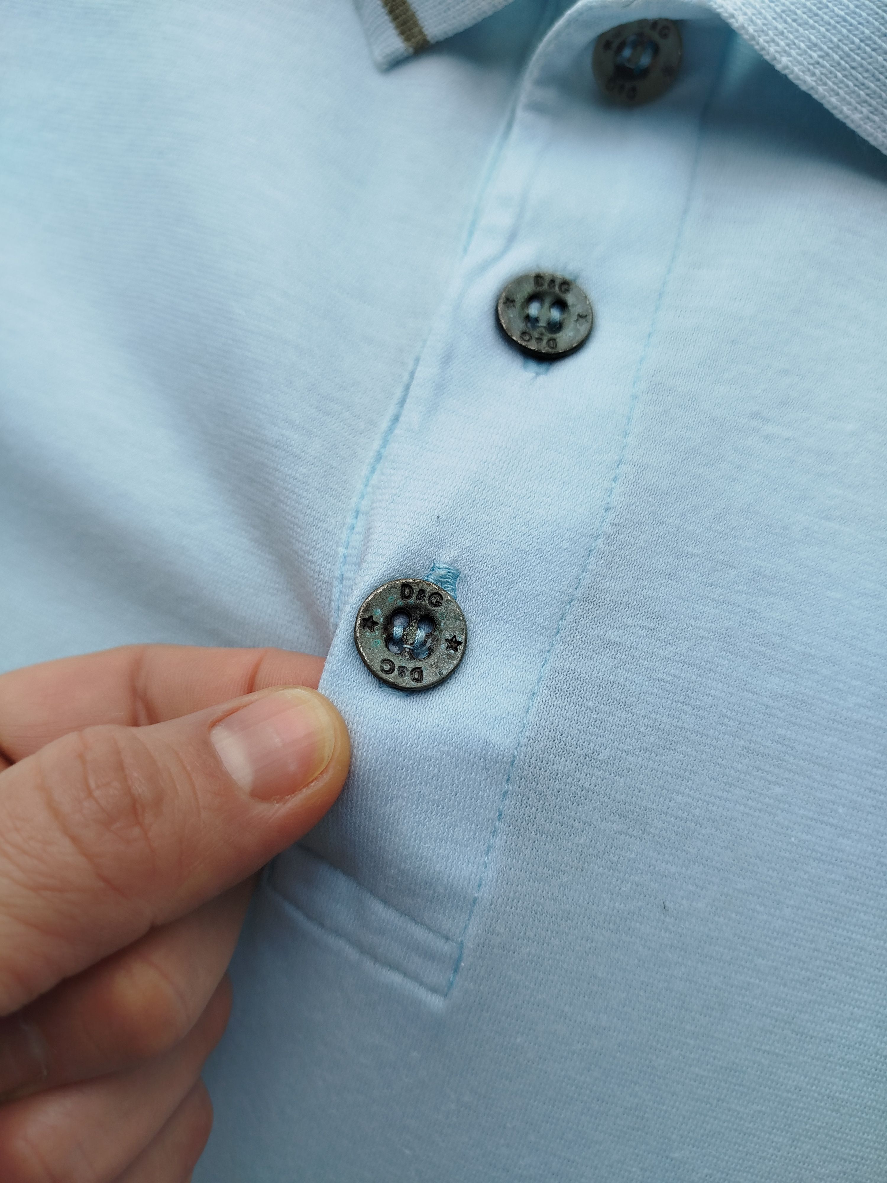 Dolce & Gabbana D&G T-Shirt Polo Light Blue Cotton Vintage 00s Size US M / EU 48-50 / 2 - 7 Thumbnail