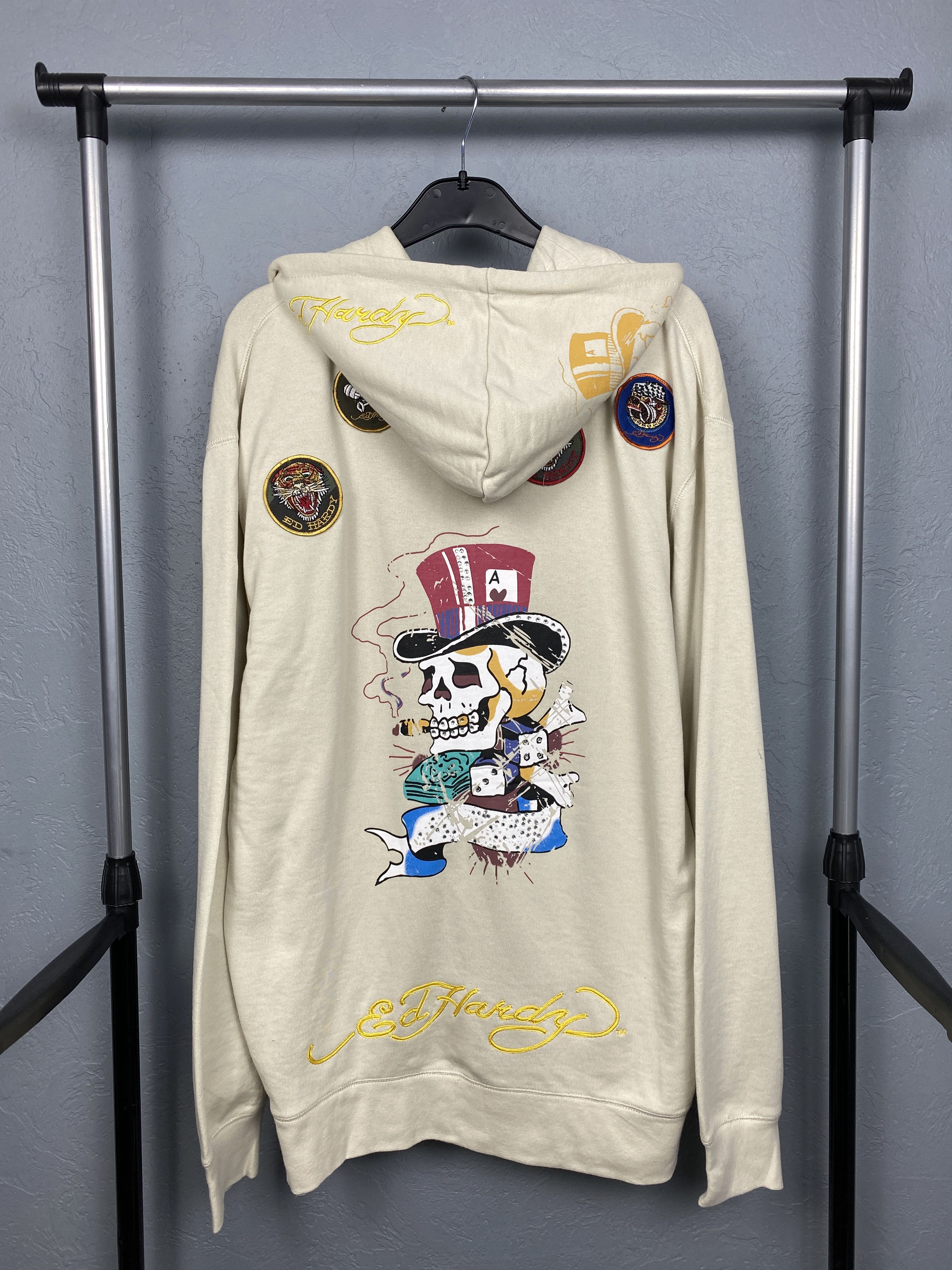 Ed Hardy by Christian Audigier Mens Full Zip Hoodie Y2K