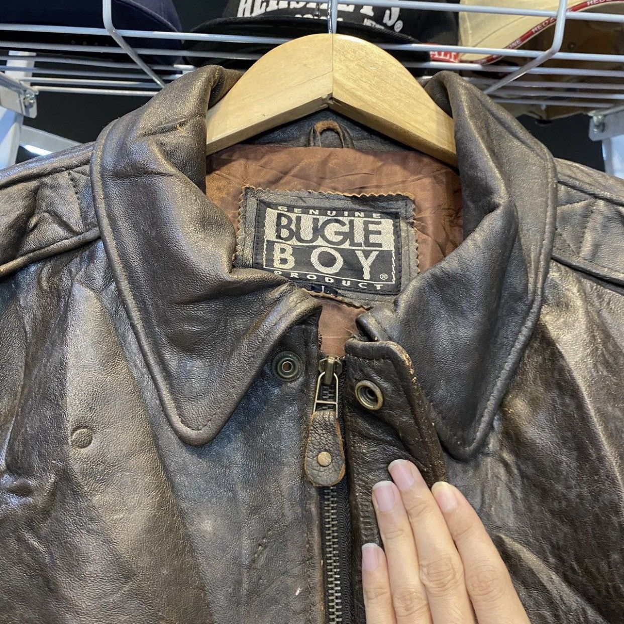 Bugle Boy Bugle Boy USA Type A-2 Flight Bomber Military Leather Jacket Size US L / EU 52-54 / 3 - 8 Thumbnail