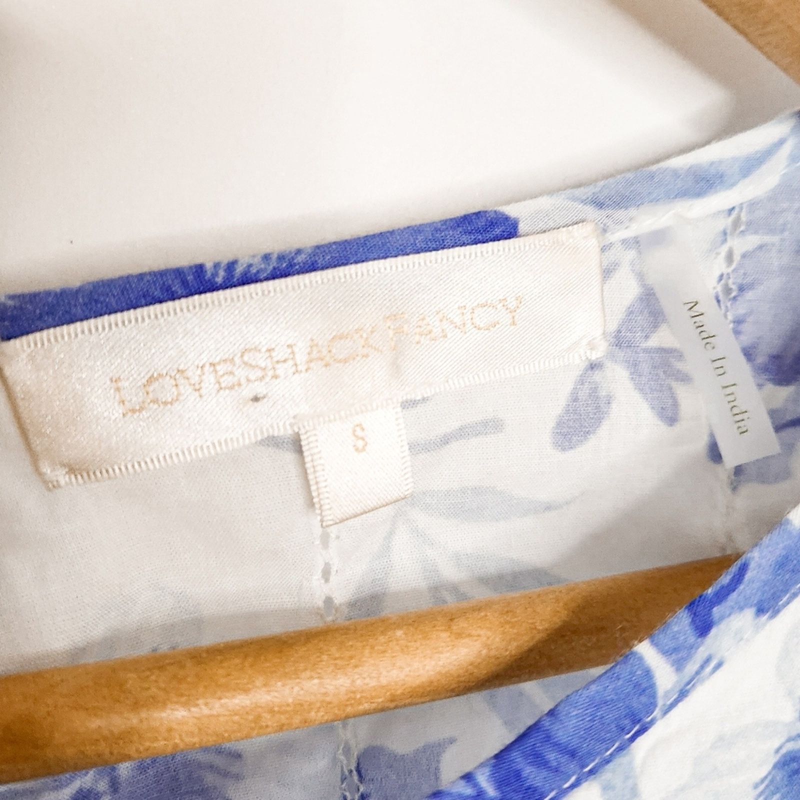 LoveShackFancy LoveShackFancy White Blue Floral Natasha Mini Ruffle Dress S Size S / US 4 / IT 40 - 5 Thumbnail