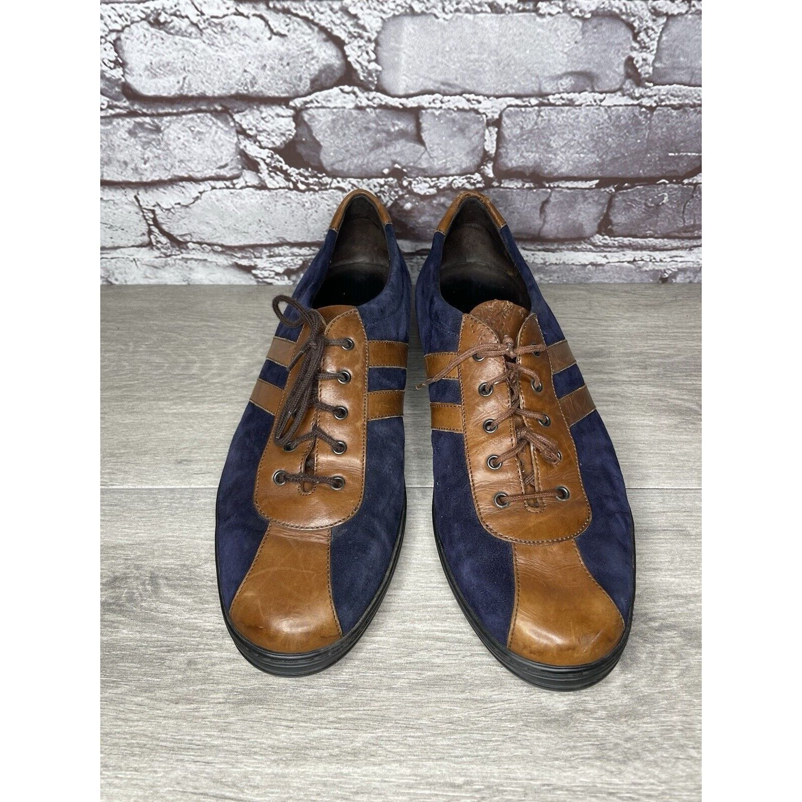 Cole Haan Bragano Blue Suede Brown Leather Bicycle Casual Lace Shoes M Size US 9.5 / EU 42-43 - 21 Thumbnail