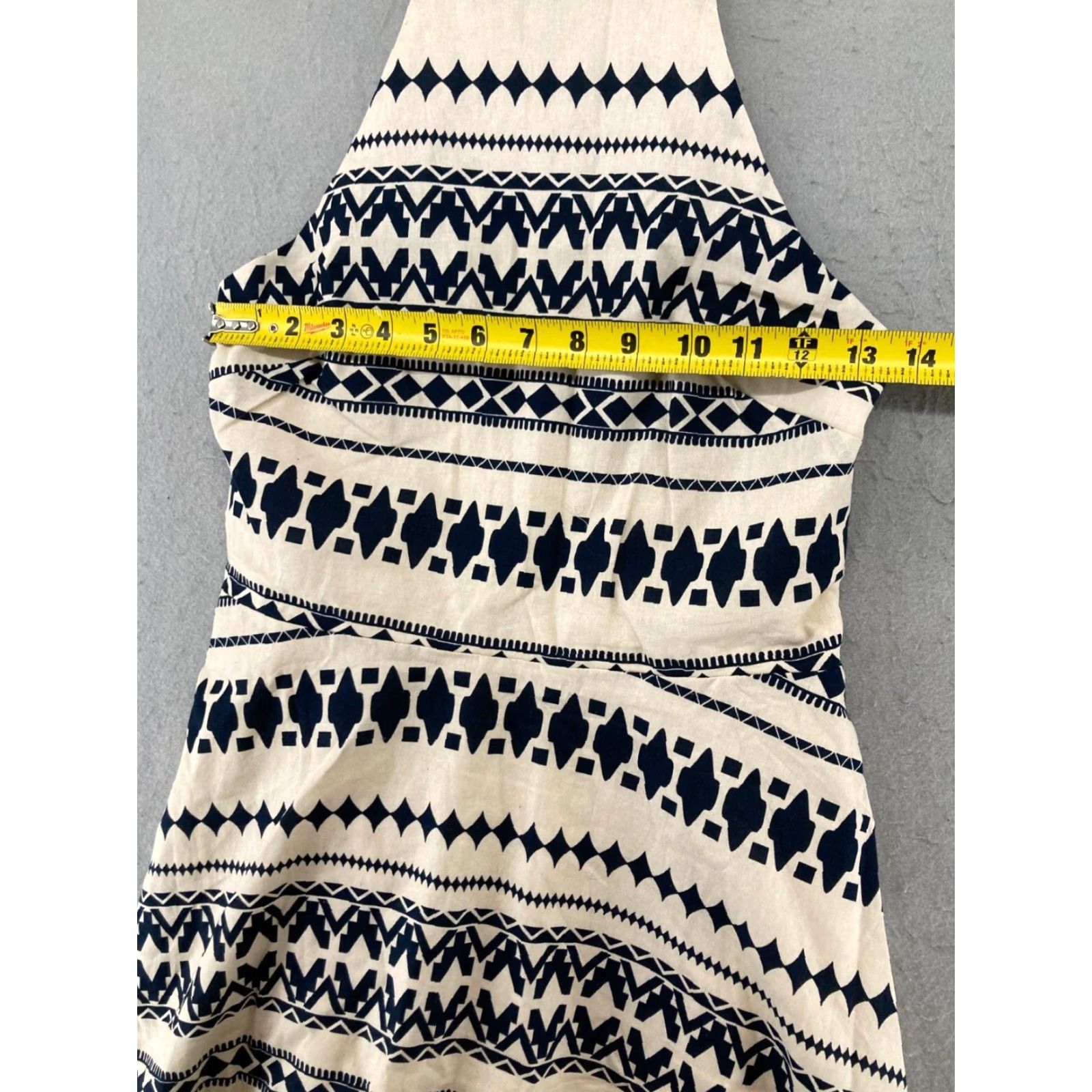 Vintage JOA Womens Dress A-Line Halter Knee Length Beige Khaki Small/Medium NWT Geometric Pattern (M) Size M / US 6-8 / IT 42-44 - 2 Thumbnail