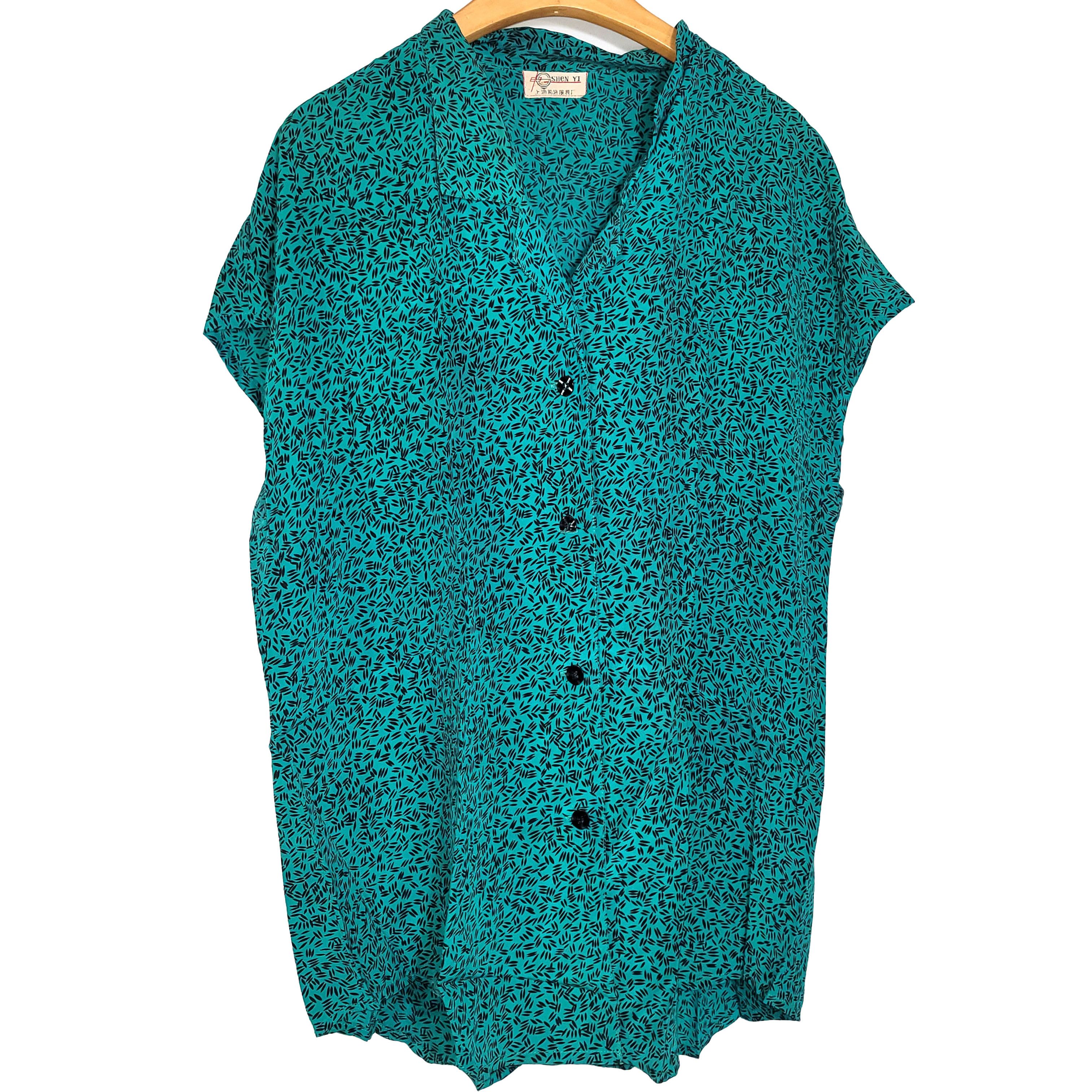 Other Women's 100% Silk Short Sleeve Top Button-Up Shirt SCM729 Size L / US 10 / IT 46 - 1 Thumbnail