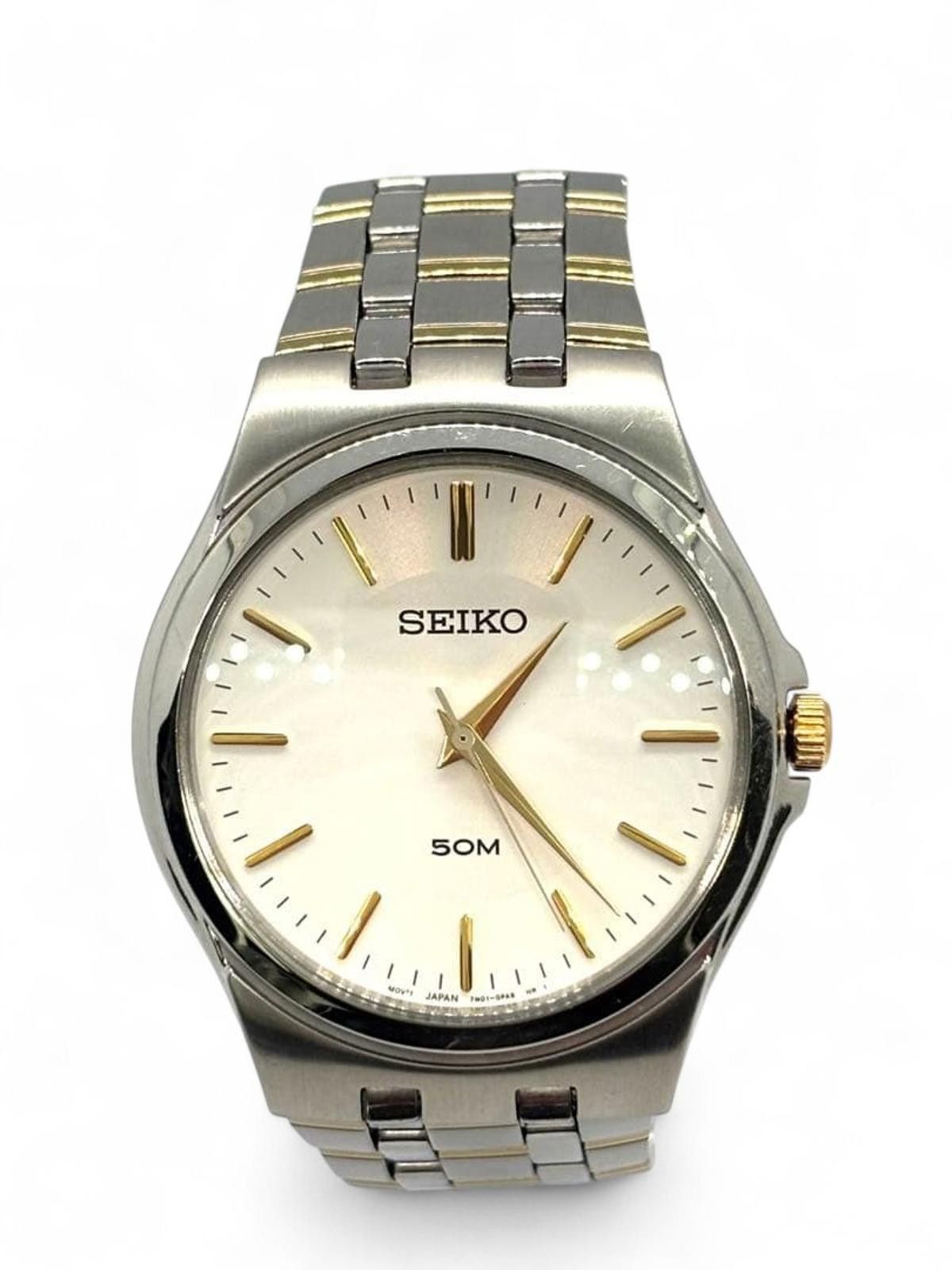 Seiko Seiko - Stainless Steel Men's Watch with Gold Accents Size ONE SIZE - 3 Thumbnail