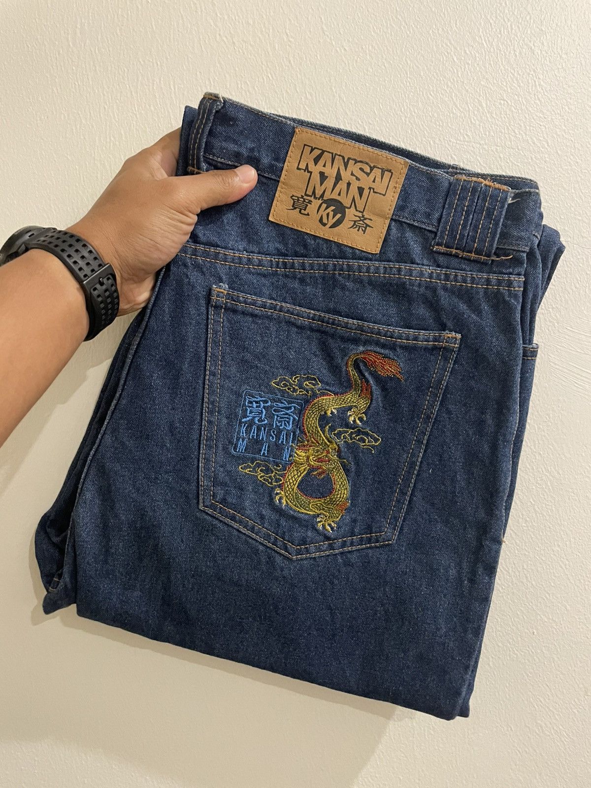Kansai Yamamoto Kansai Man Dragon Embroidery Baggy Jeans Made in Japan Size US 38 / EU 54 - 3 Thumbnail