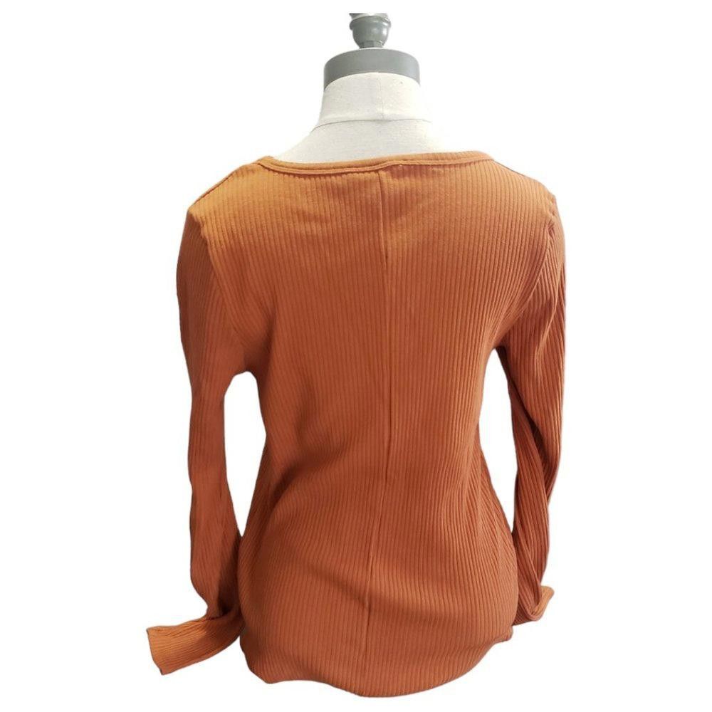 Designer CT895 Culture Code Ribbed Long Sleeve Fitted Blouse L Size L / US 10 / IT 46 - 3 Thumbnail