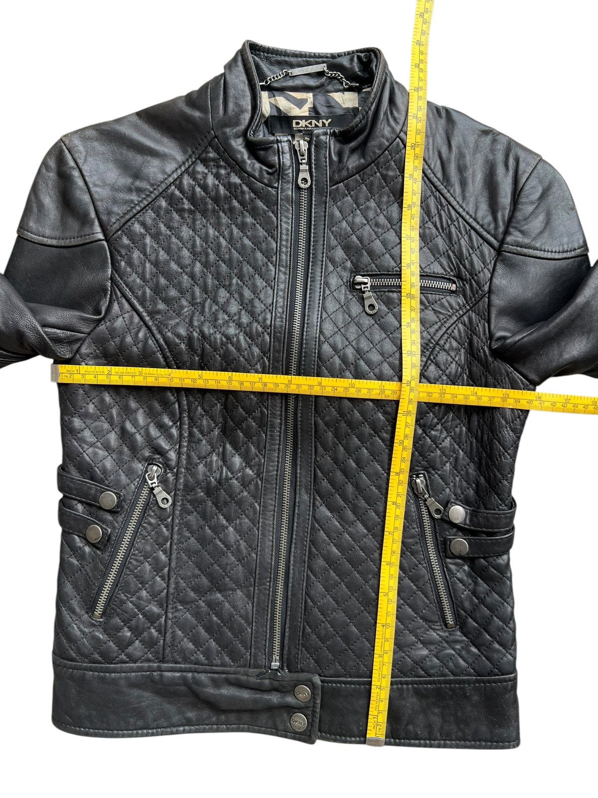 Japanese Brand DKNY Gothic Black Racing Biker Leather Jacket LGB ISWN Size XS / US 0-2 / IT 36-38 - 17 Thumbnail