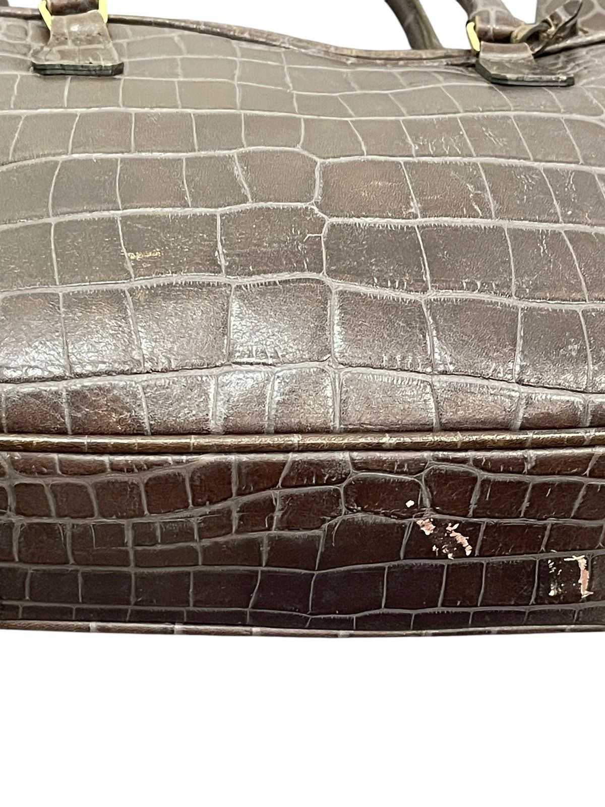 Genuine Leather Crocodile Embossed Cowhide A.D.M.J Japan Hand Bag 1🟩2 Size ONE SIZE - 6 Thumbnail
