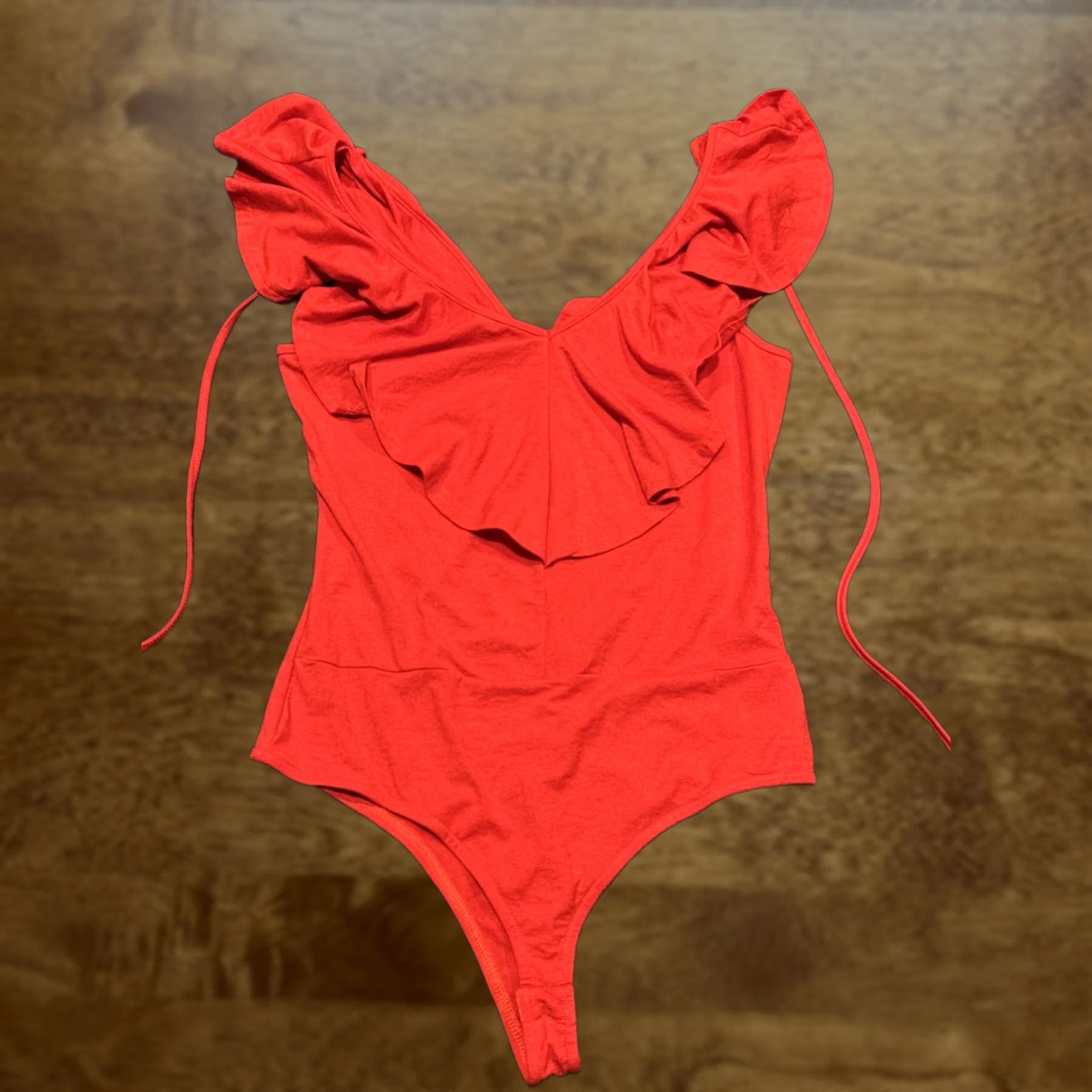 Vintage Allie Rose Red Off The Shoulder Womens Bodysuit Size L A10 T-Shirt 90s Short Sleeve Womens Regular Lightweight Vintage: No Size L / US 10 / IT 46 - 1 Thumbnail