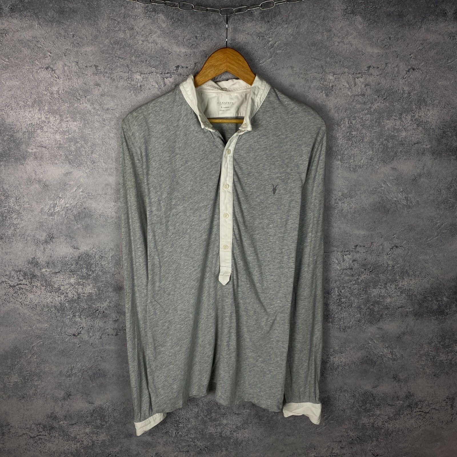 Allsaints Allsaints Polo Longsleeve Men's Size XL Gray ` Size US XL / EU 56 / 4 - 1 Thumbnail