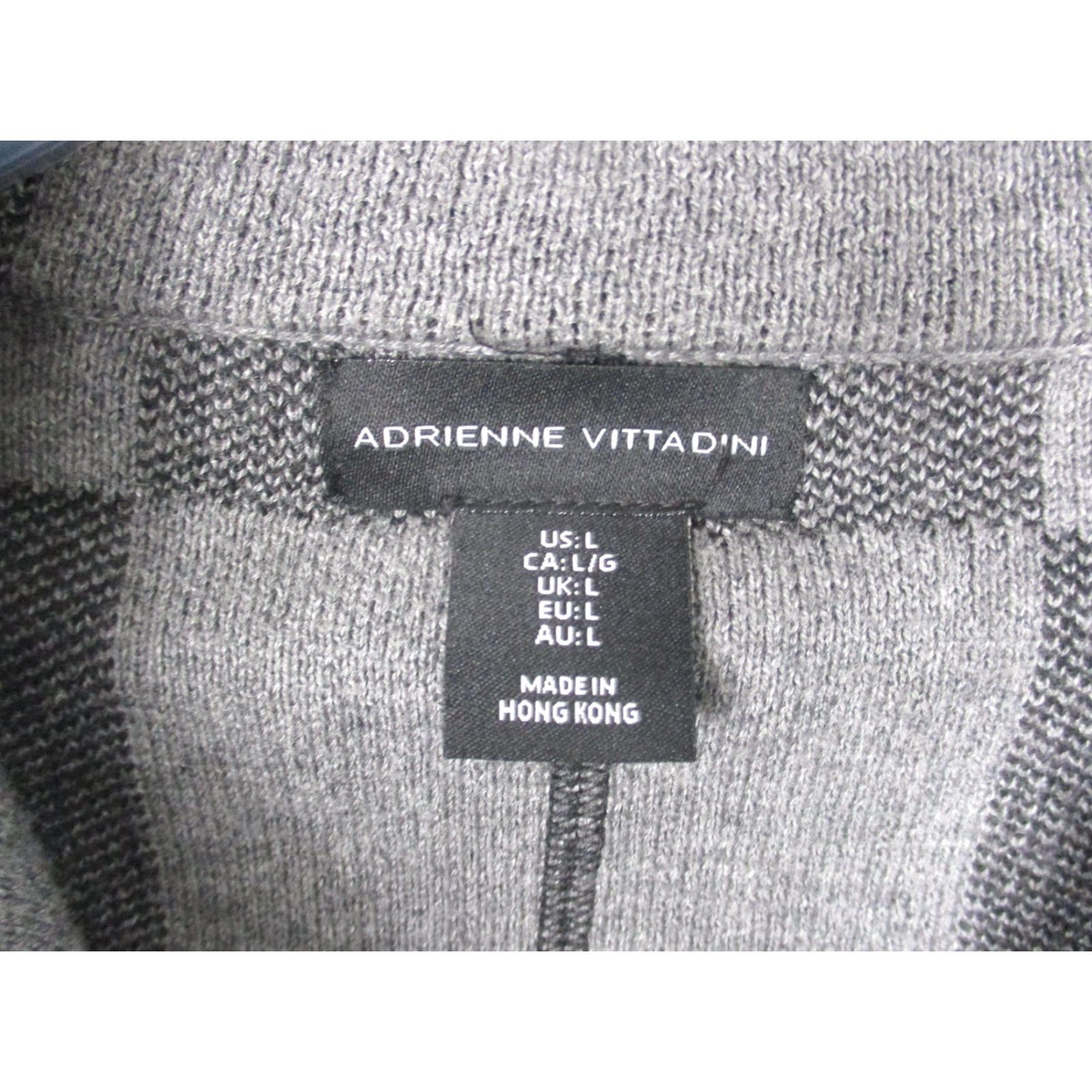 Vintage VINTAGE Adrienne Vittadini Sweater Womens Large Gray Plaid Full Zip Mock Neck Size L / US 10 / IT 46 - 5 Thumbnail
