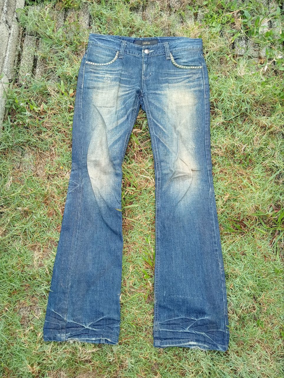 If Six Was Nine Vintage Lagust Flare Studded Distressed Jeans Size US 34 / EU 50 - 7 Thumbnail